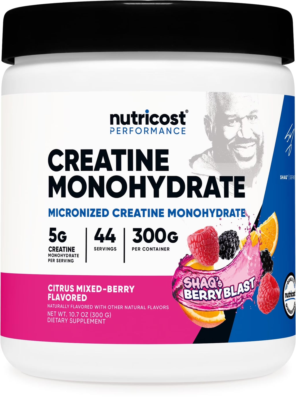 Creatine Monohydrate Powder (Shaq'S Berry Blast, 300 Gram) - Micronized Creatine Supplement, Vegan, Gmo-Free, Gluten-Free, 44 Servings