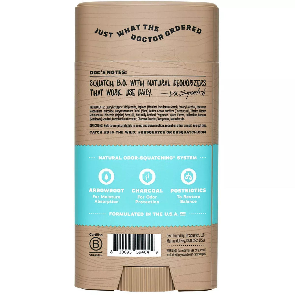 DR. SQUATCH Men'S Natural Solid Deodorant Coconut Castaway - Aluminum-Free 2.65Oz