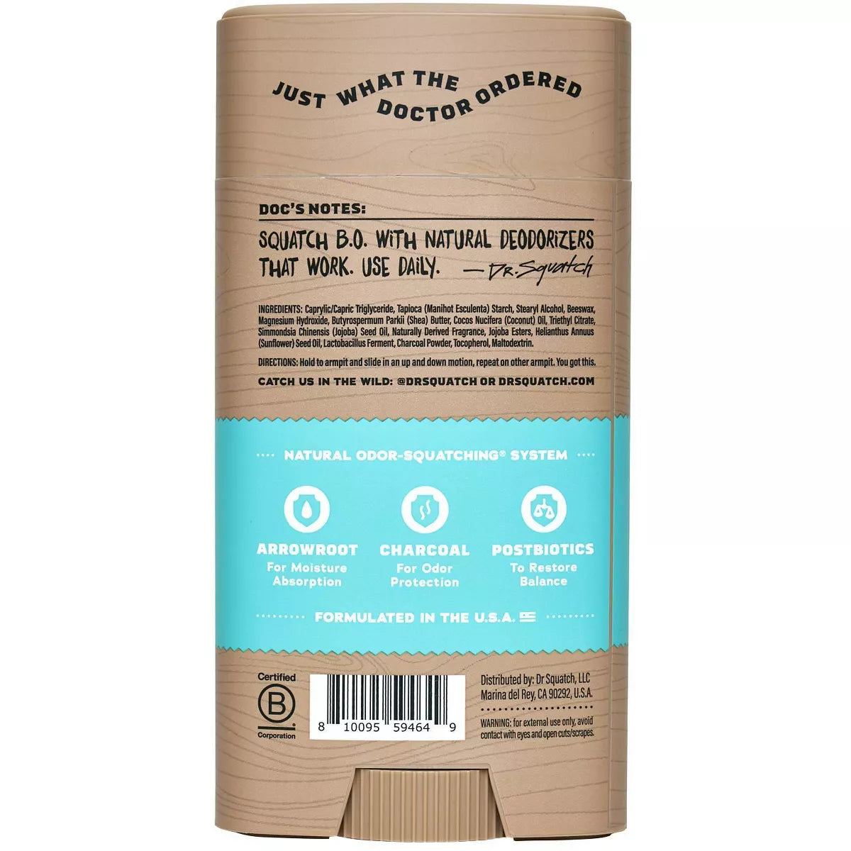 DR. SQUATCH Men'S Natural Solid Deodorant Coconut Castaway - Aluminum-Free 2.65Oz