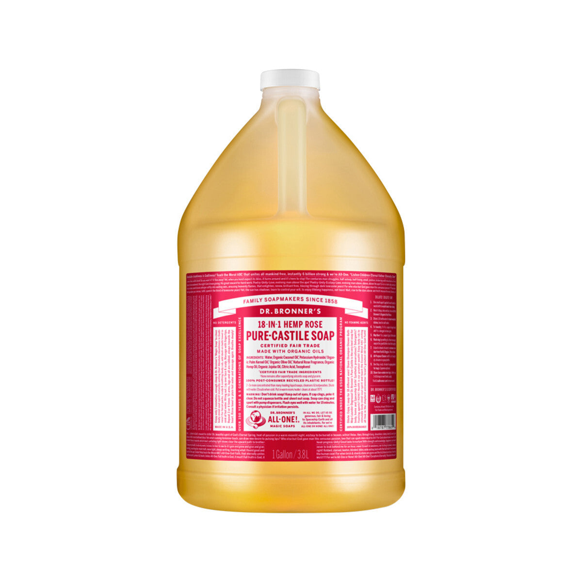 Dr. Bronner'S Pure-Castile Soap Liquid Hemp 18-In-1 Rose All Size Bronners