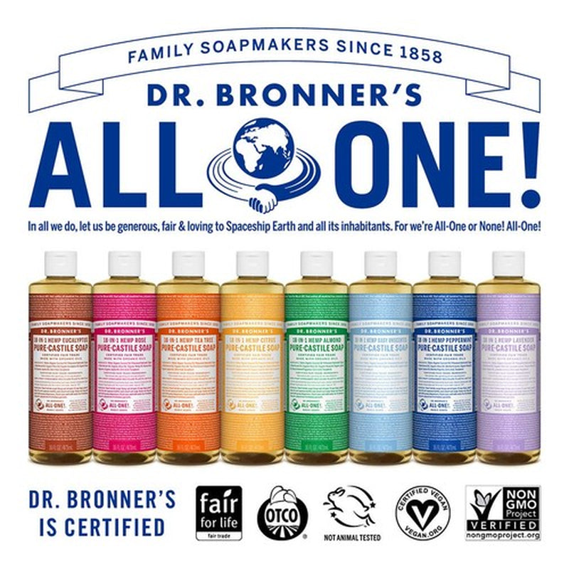 Dr Bronner'S Organic Peppermint Castile Soap 16 Fl Oz Pack of 2 Eco Friendly