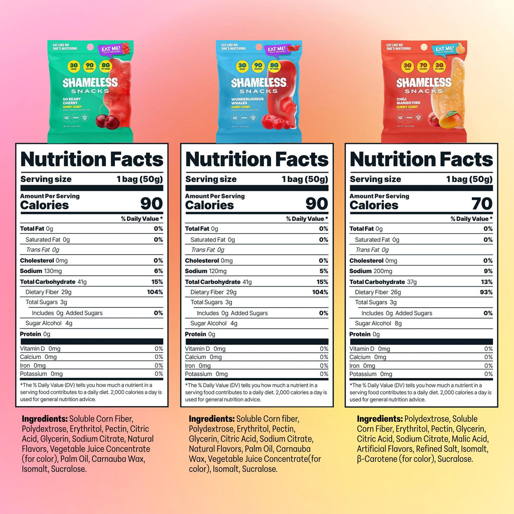 Snacks - New Flavor Bundles (Gluten Free & Non GMO Candy) - Beary Cherry, Wunderlicious Whales and Chili Mango