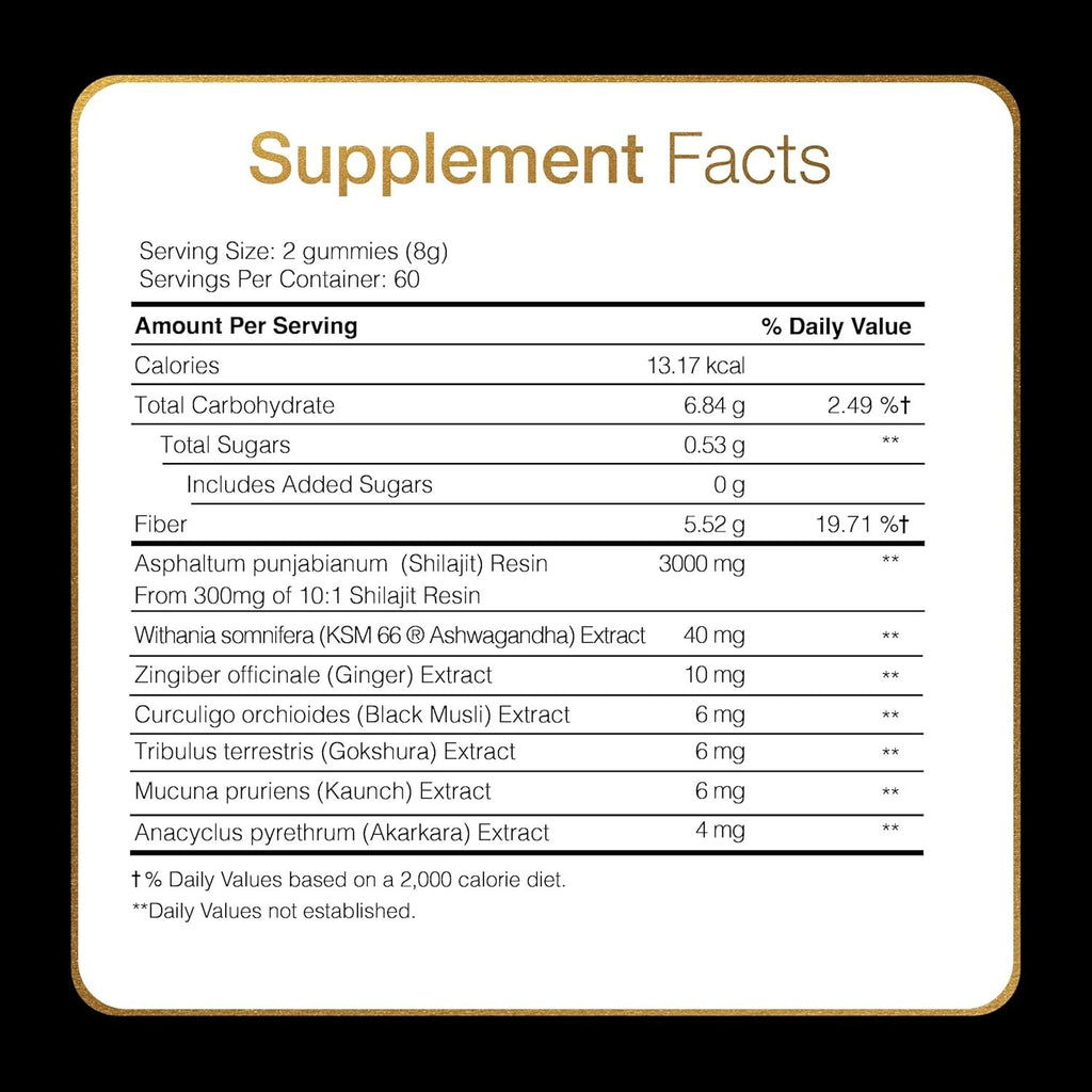 Be Bodywise Pure Himalayan Shilajit Gummies Gold I Lab Tested I No Added Sugar I