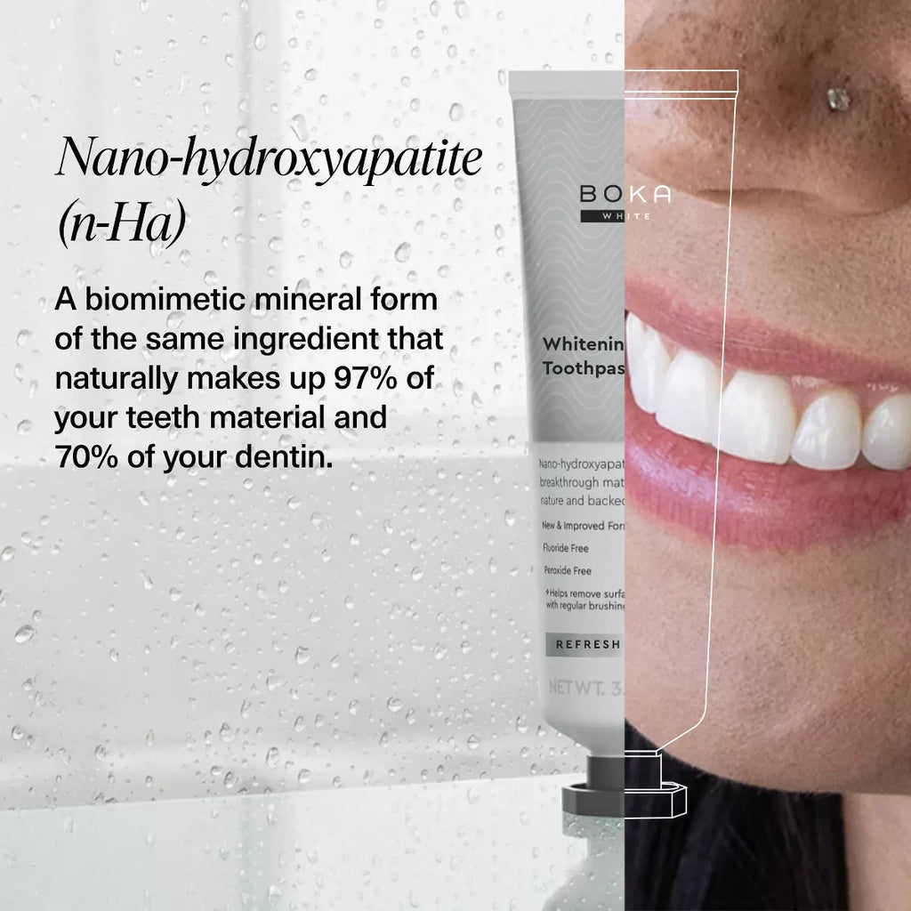 Boka Whitening- Fluoride Free- Nano Hydroxyapatite Toothpaste - 3.4Oz: Peppermint Flavor, Non-Toxic Formula