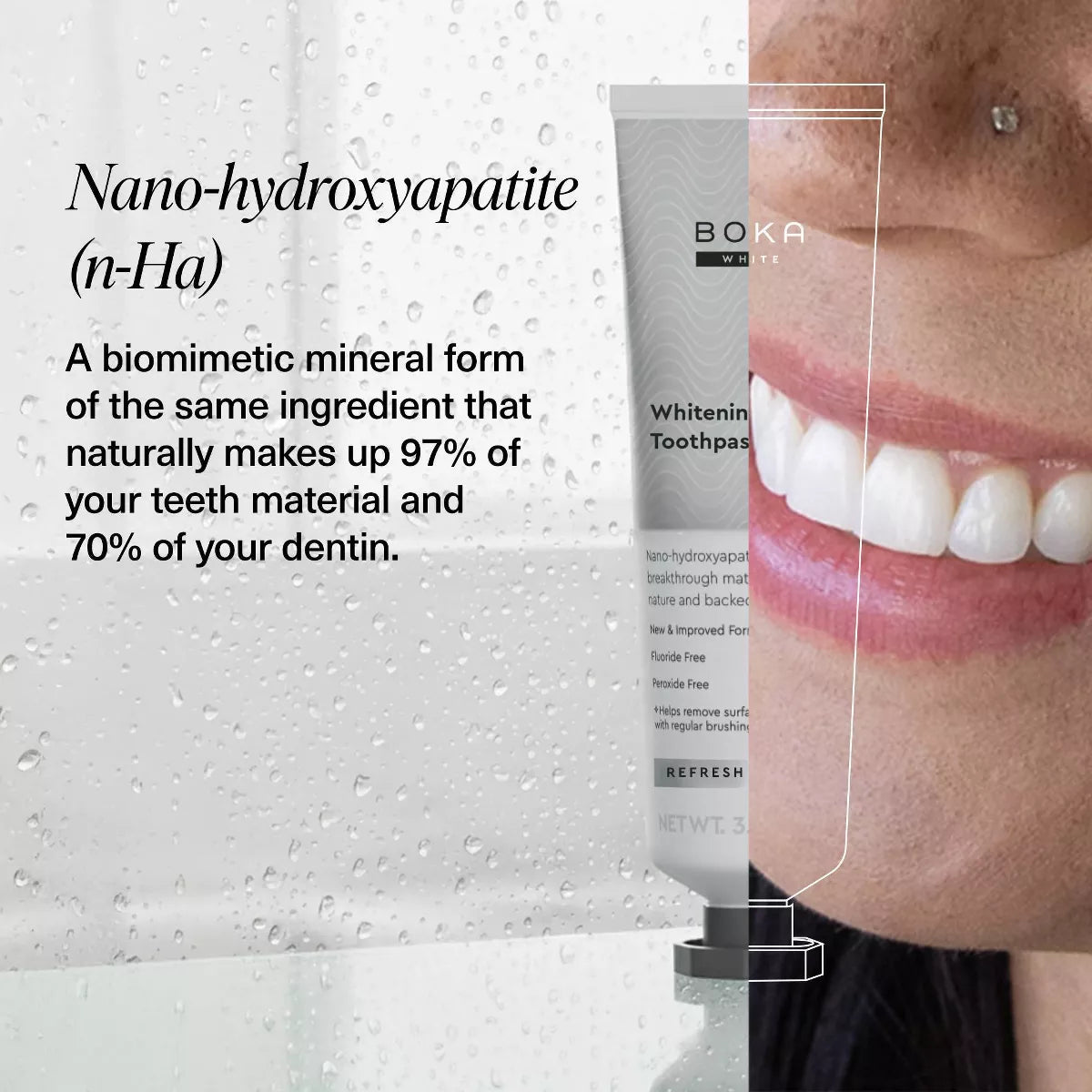 Boka Whitening- Fluoride Free- Nano Hydroxyapatite Toothpaste - 3.4Oz: Peppermint Flavor, Non-Toxic Formula