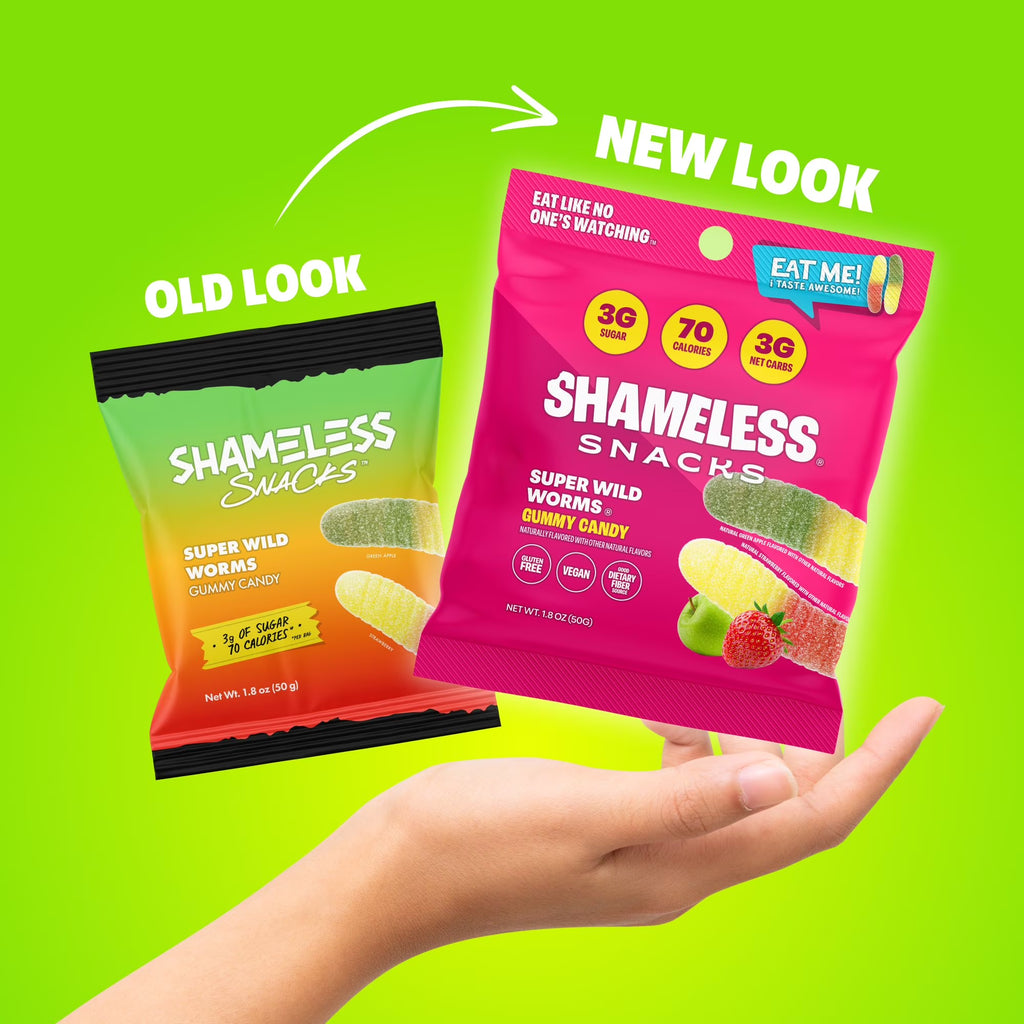 Snacks - Healthy Low Calorie Snacks, Low Carb Keto Gummies (Gluten Free & Non GMO Candy) - 6 Pack Wild Worms