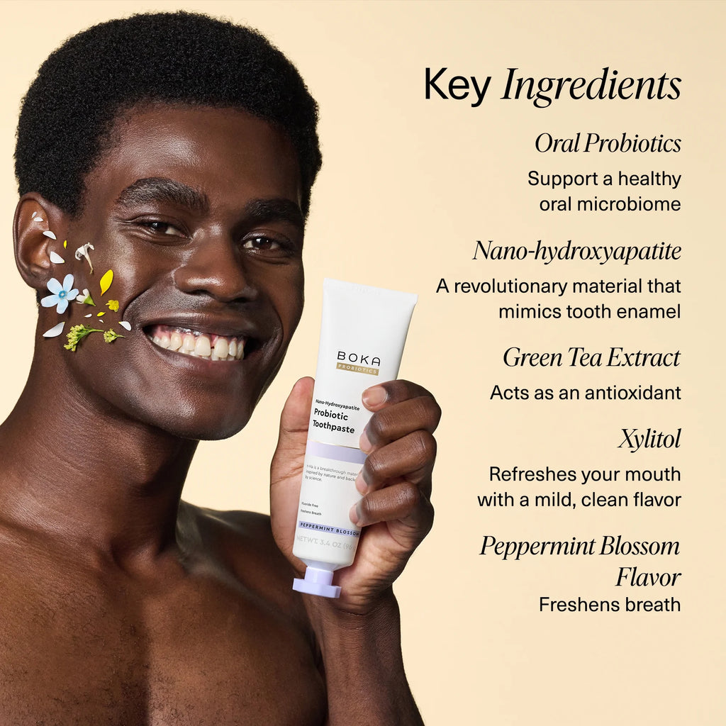 Revitalize Your Smile with Boka Probiotic Toothpaste - Fluoride-Free Nano Hydroxyapatite Formula in Refreshing Peppermint Blossom, 3.4 Oz