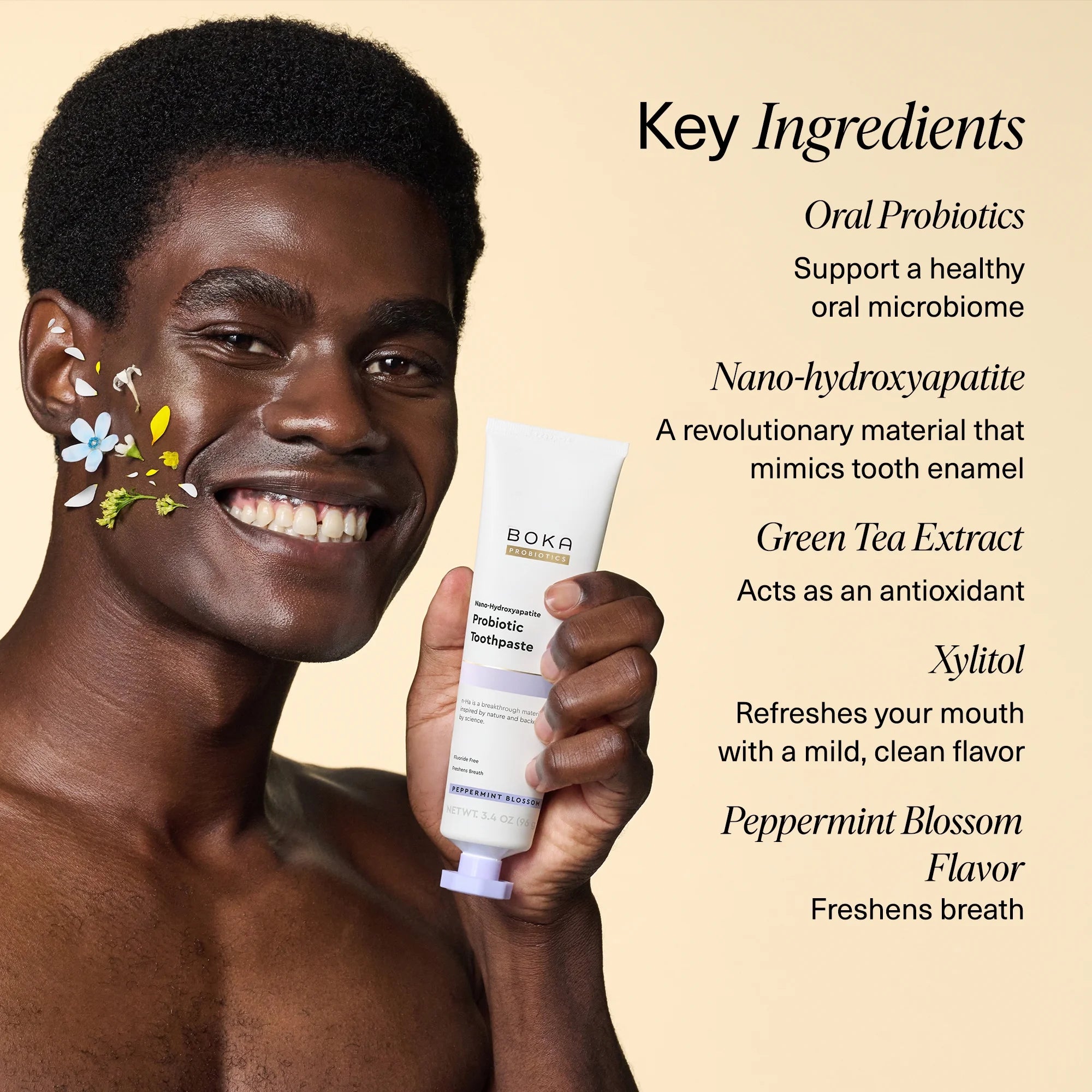 Revitalize Your Smile with Boka Probiotic Toothpaste - Fluoride-Free Nano Hydroxyapatite Formula in Refreshing Peppermint Blossom, 3.4 Oz