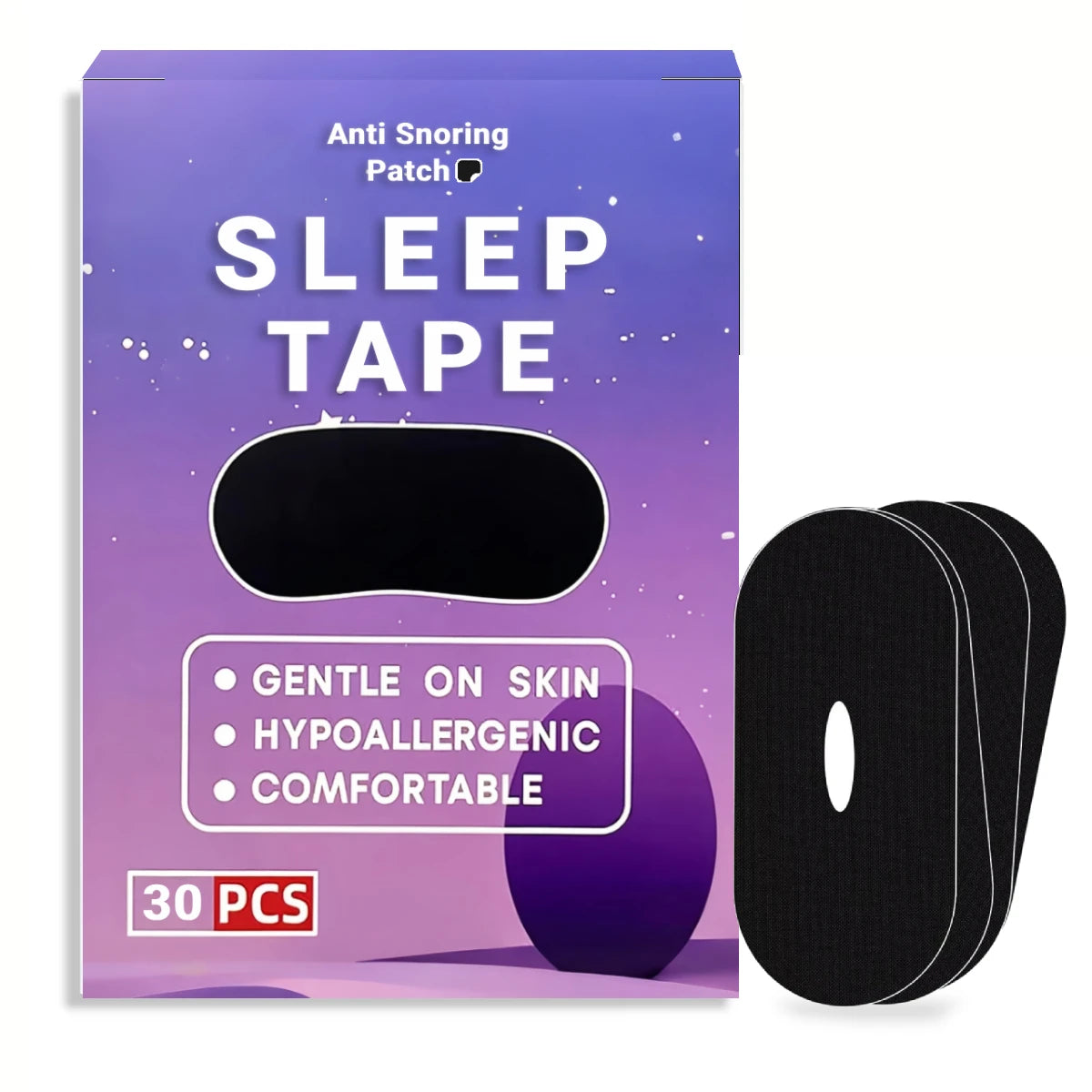 Black Binding Tape Mouth Tape for Sleeping Micropore Mouth Tape for Snoring Pain Free Removal,Hypoallergenic,(Black, 30-Pack)