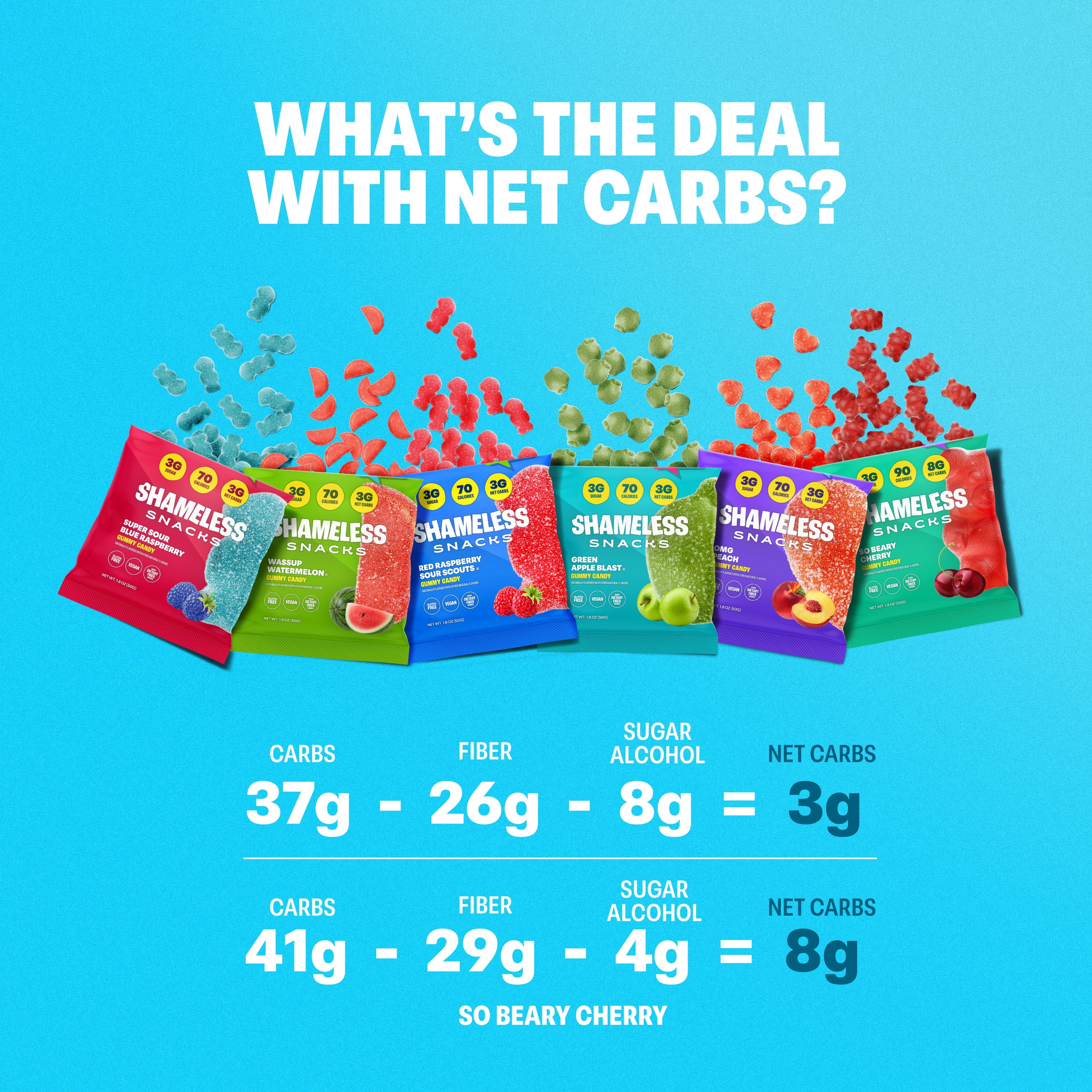 Snacks - Healthy Low Calorie Snacks, Low Carb Keto Gummies (Gluten Free & Non GMO Candy) - 6 Pack Super Variety Pack