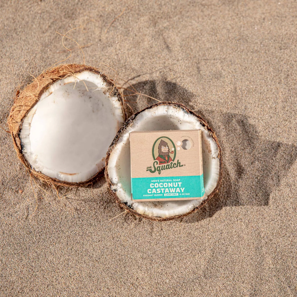 DR. SQUATCH Men'S All Bar Soap - Coconut Castaway - 5Oz: Exfoliating, Basic Cleansing, Normal to Dry Skin, Whole Body Use
