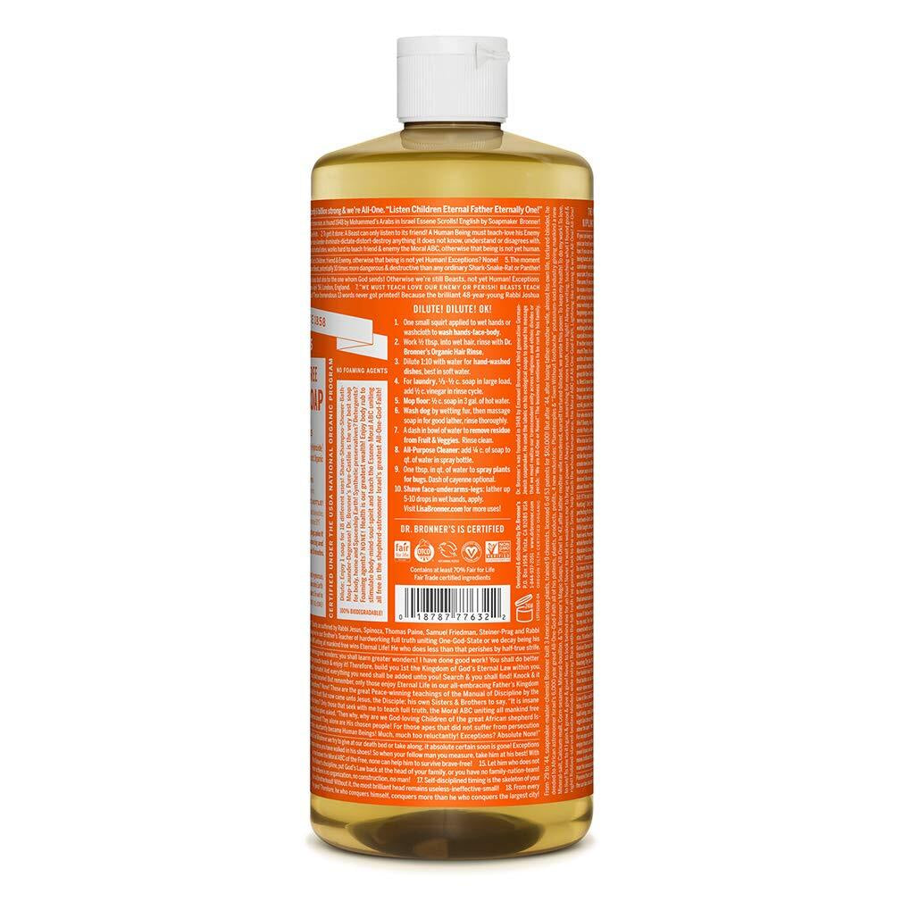 Dr Bronner'S Tea Tree Pure Castile Soap 32Oz Organic Fair Trade Cleaning Agent