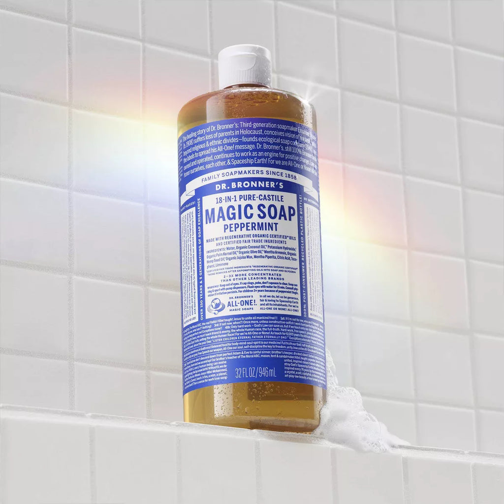 Dr. Bronner'S Magic Pure Castile Liquid Soap Bodywash - Peppermint - 32 Fl Oz: Basic Cleansing, Vegan, Whole Body, Made without Parabens