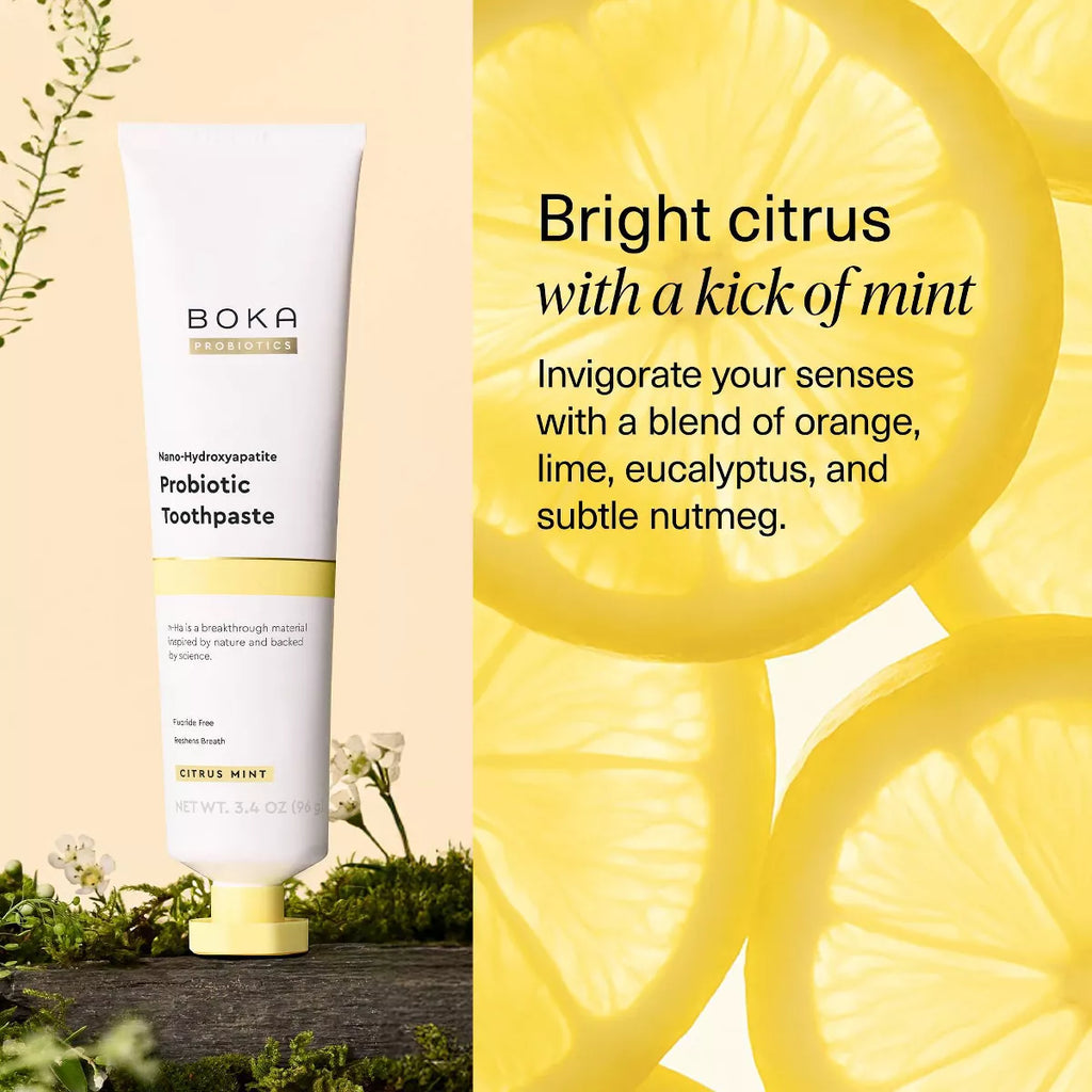Elevate Your Oral Care with Boka N-Ha Probiotic Toothpaste - Refreshing Citrus Mint - 3.4 Oz Gel