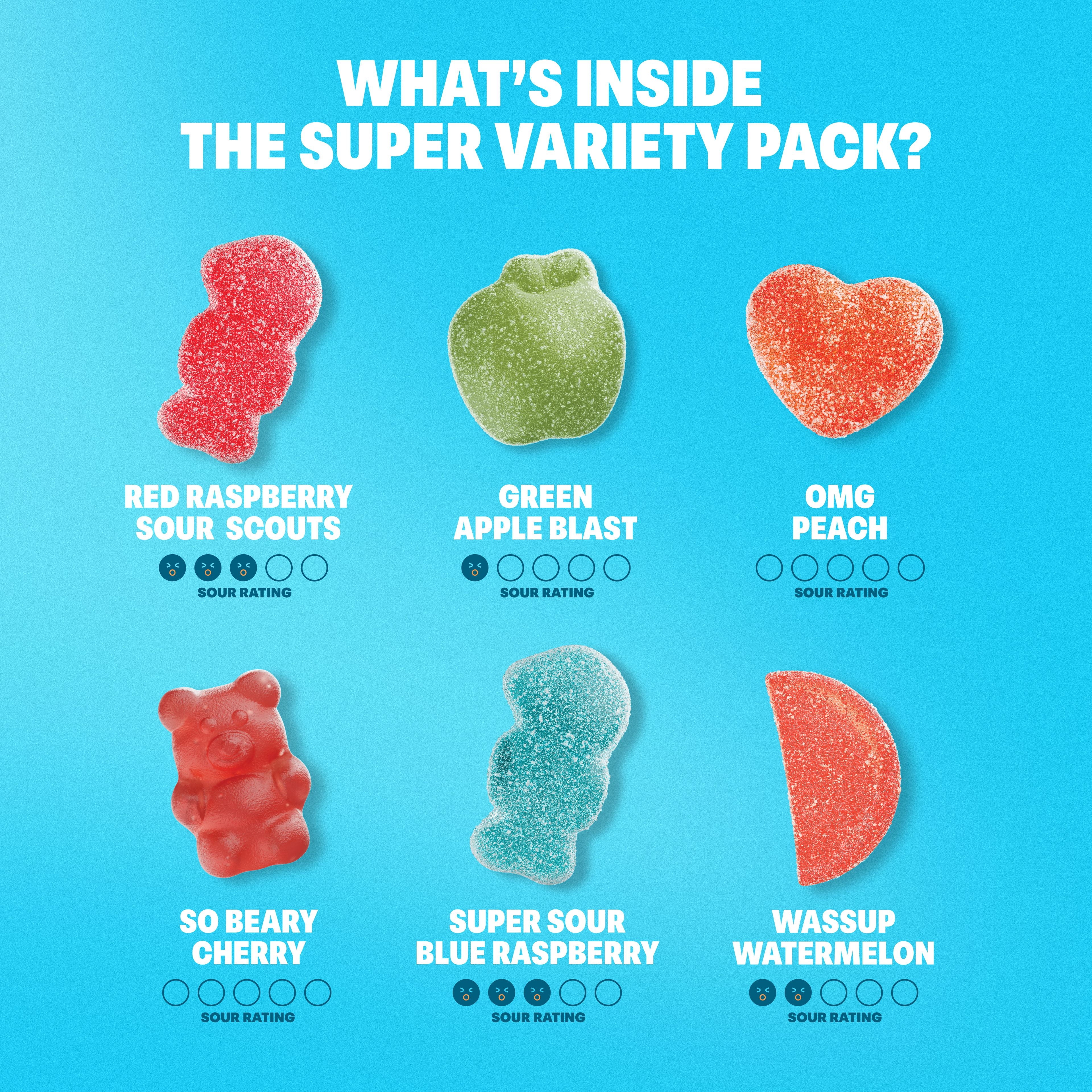 Snacks - Healthy Low Calorie Snacks, Low Carb Keto Gummies (Gluten Free & Non GMO Candy) - 6 Pack Super Variety Pack