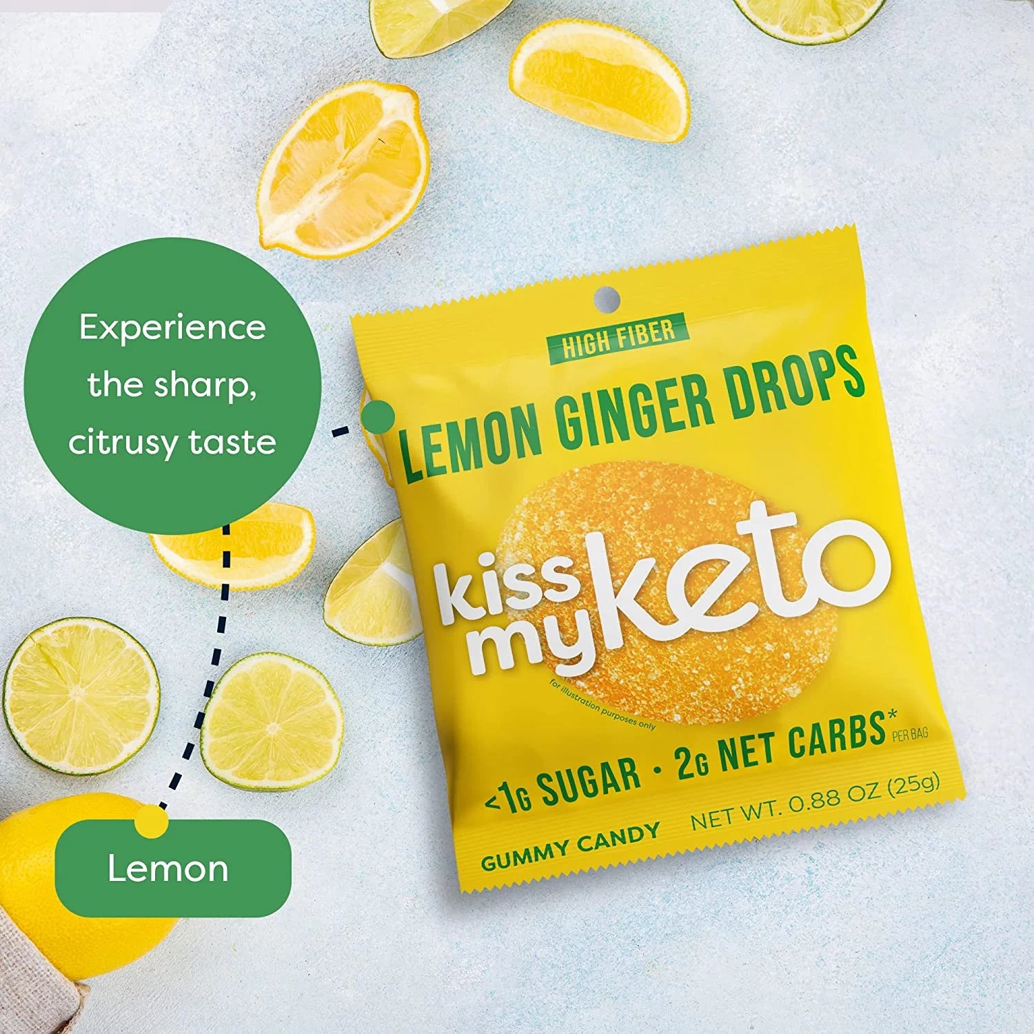 Gummies Candy – Low Carb Candy Lemon Ginger Drops, Keto Snack Pack – Healthy Candy Gummys – Vegan Candy, Keto Gummy Candy – Keto Candy Gummies (32-Pack)