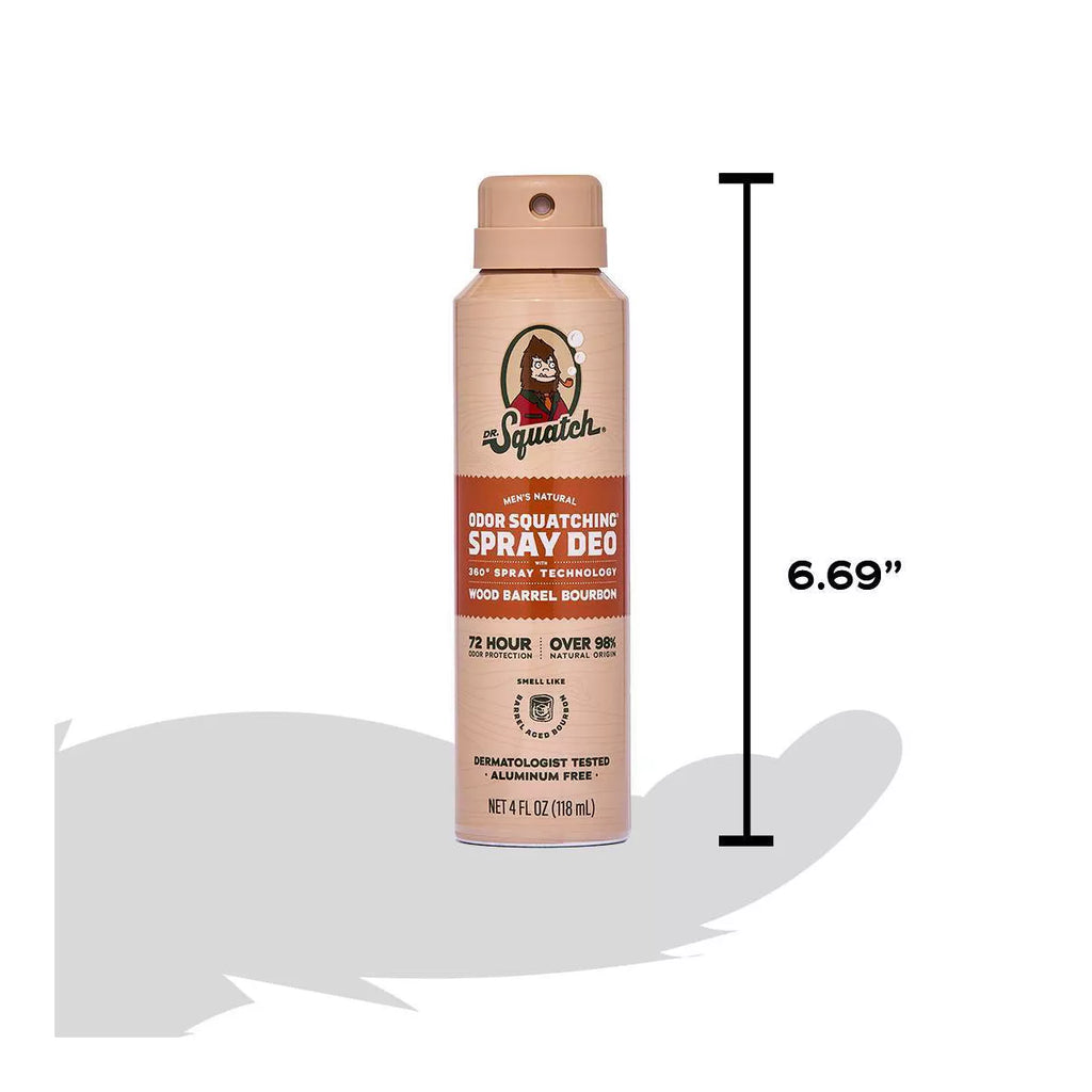 DR. SQUATCH Men'S Deodorant Spray - Natural Wood Barrel Bourbon - 4Oz