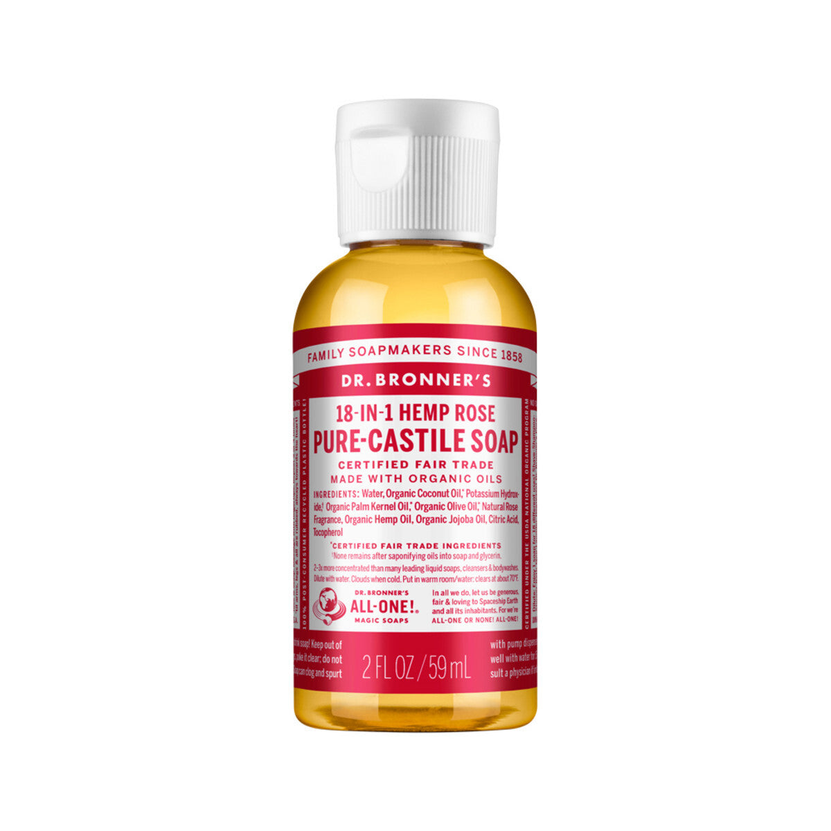 Dr. Bronner'S Pure-Castile Soap Liquid Hemp 18-In-1 Rose All Size Bronners