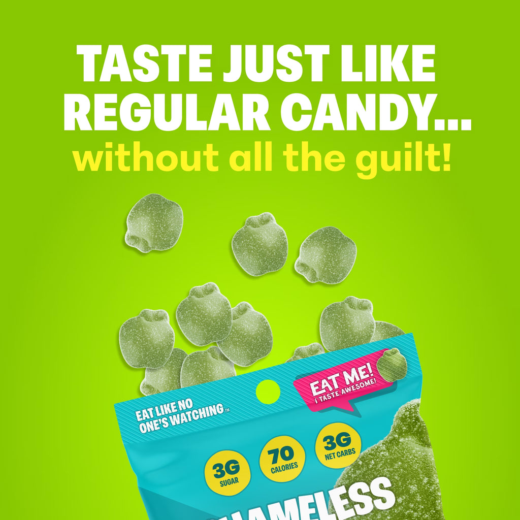 Snacks - Healthy Low Calorie Snacks, Low Carb Keto Gummies (Gluten Free & Non GMO Candy) - 6 Pack Green Apple Blast
