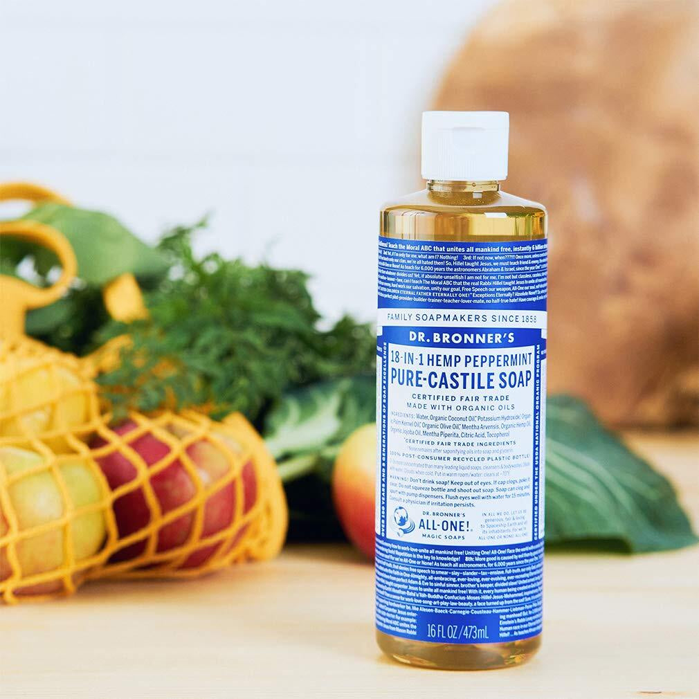 Dr Bronner'S Organic Peppermint Castile Soap 16 Fl Oz Pack of 2 Eco Friendly