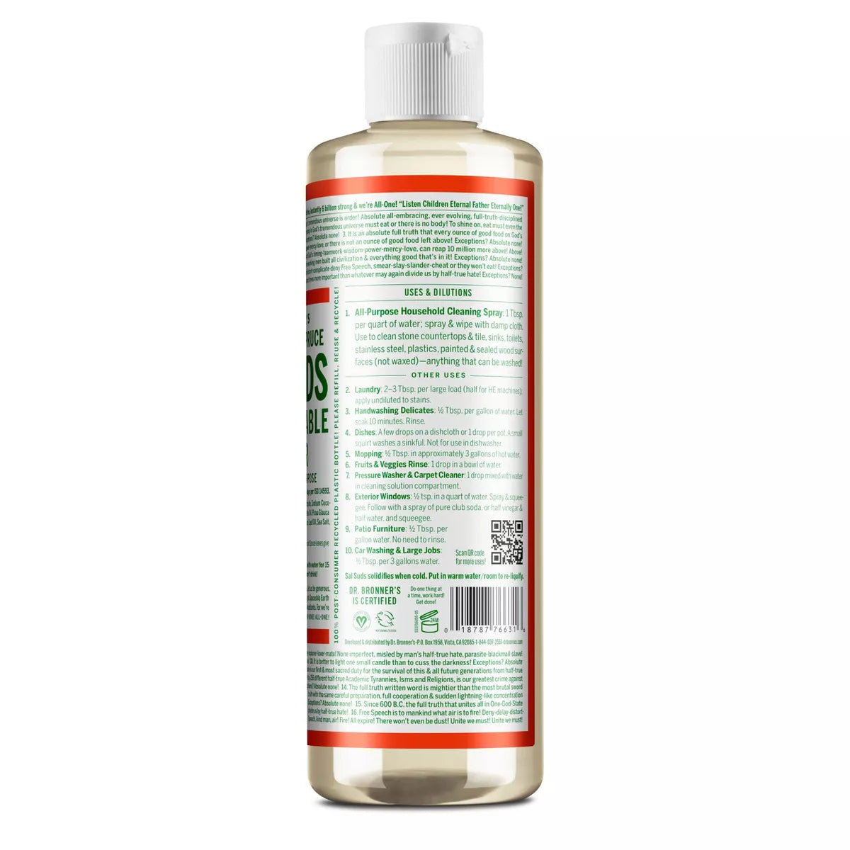 Dr. Bronner'S Siberian Fir & Spruce Sal Suds Biodegradable Cleaner - 16 Fl Oz