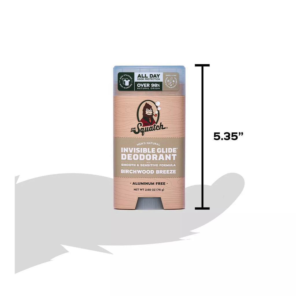 DR. SQUATCH Men'S Invisible Glide Deodorant - Natural Birchwood Breeze - 2.65Oz