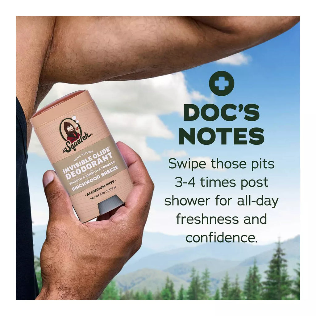 DR. SQUATCH Men'S Invisible Glide Deodorant - Natural Birchwood Breeze - 2.65Oz