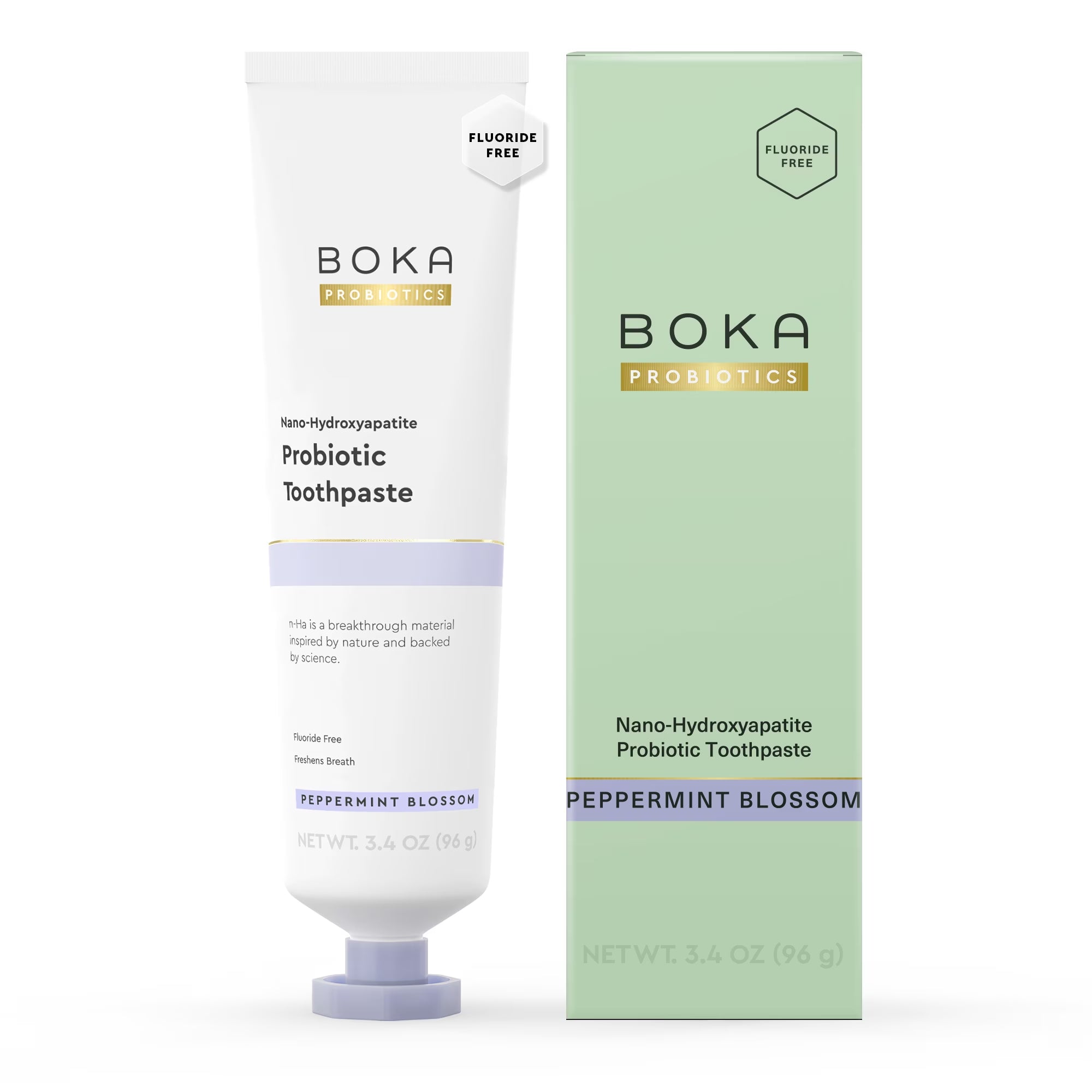 Revitalize Your Smile with Boka Probiotic Toothpaste - Fluoride-Free Nano Hydroxyapatite Formula in Refreshing Peppermint Blossom, 3.4 Oz