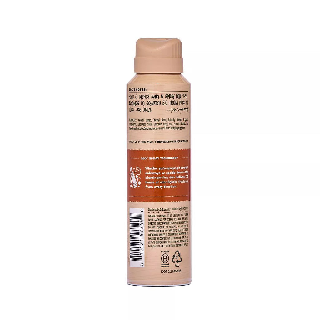 DR. SQUATCH Men'S Deodorant Spray - Natural Wood Barrel Bourbon - 4Oz