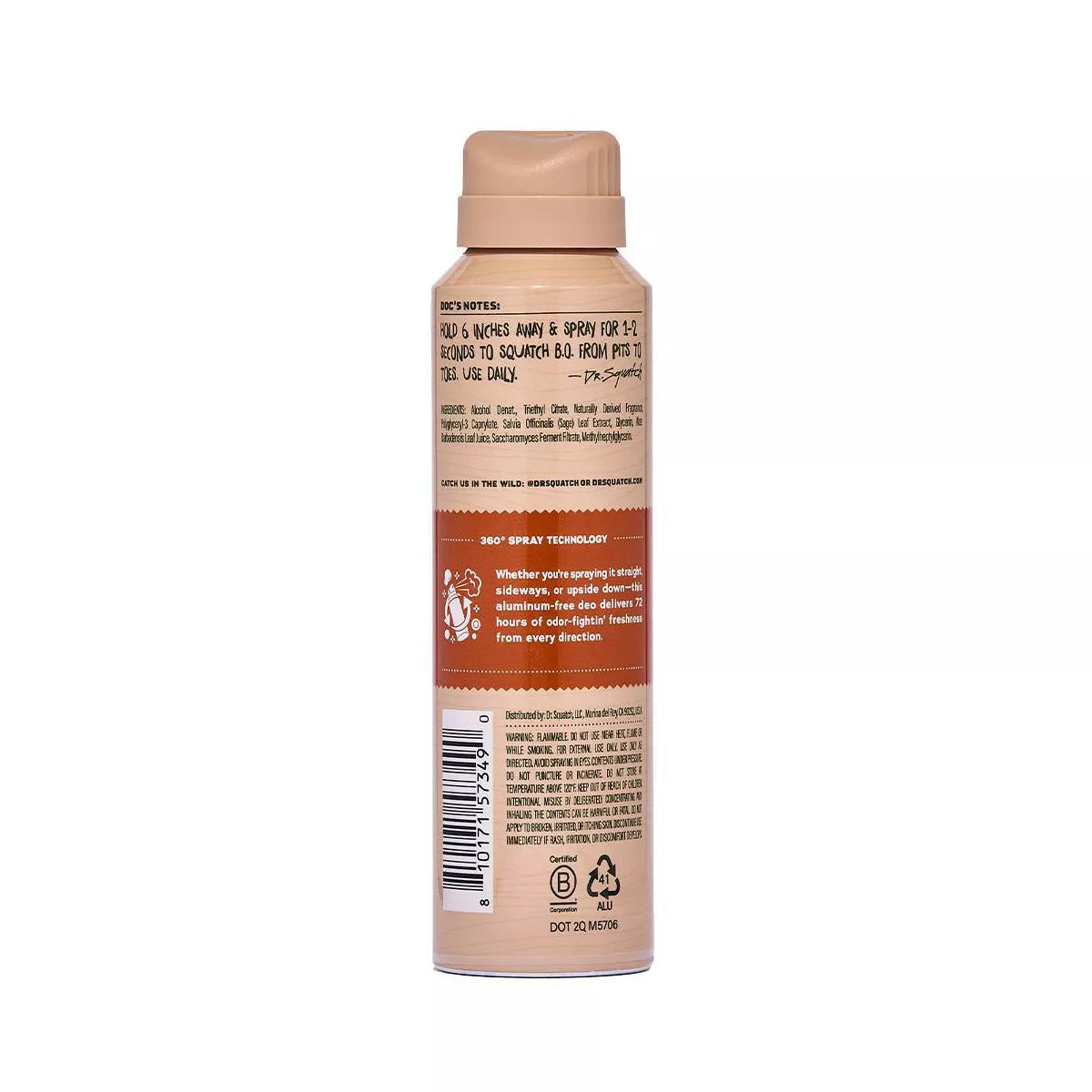DR. SQUATCH Men'S Deodorant Spray - Natural Wood Barrel Bourbon - 4Oz