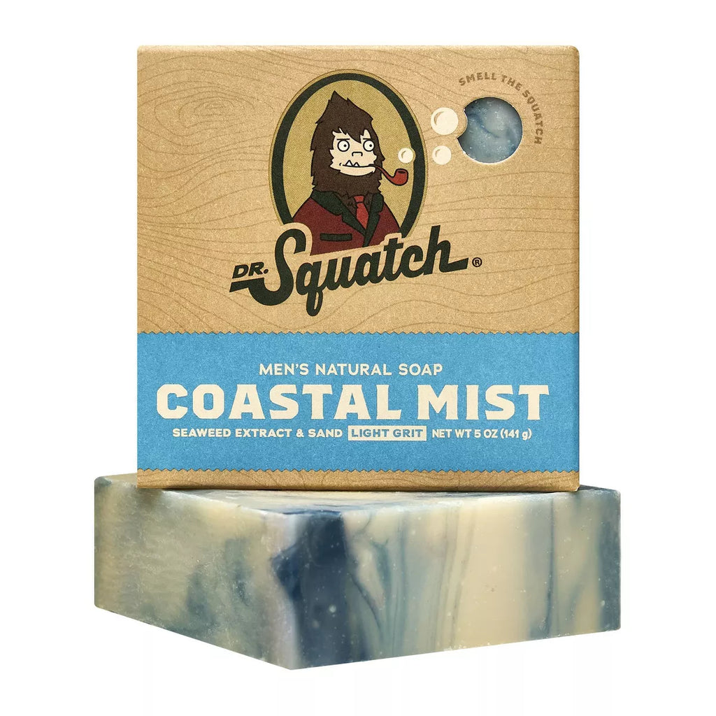 DR. SQUATCH Men'S All Bar Soap - Coastal Mist: Whole Body Cleansing, Contains Naturally Derived Ingredients, 5 Oz