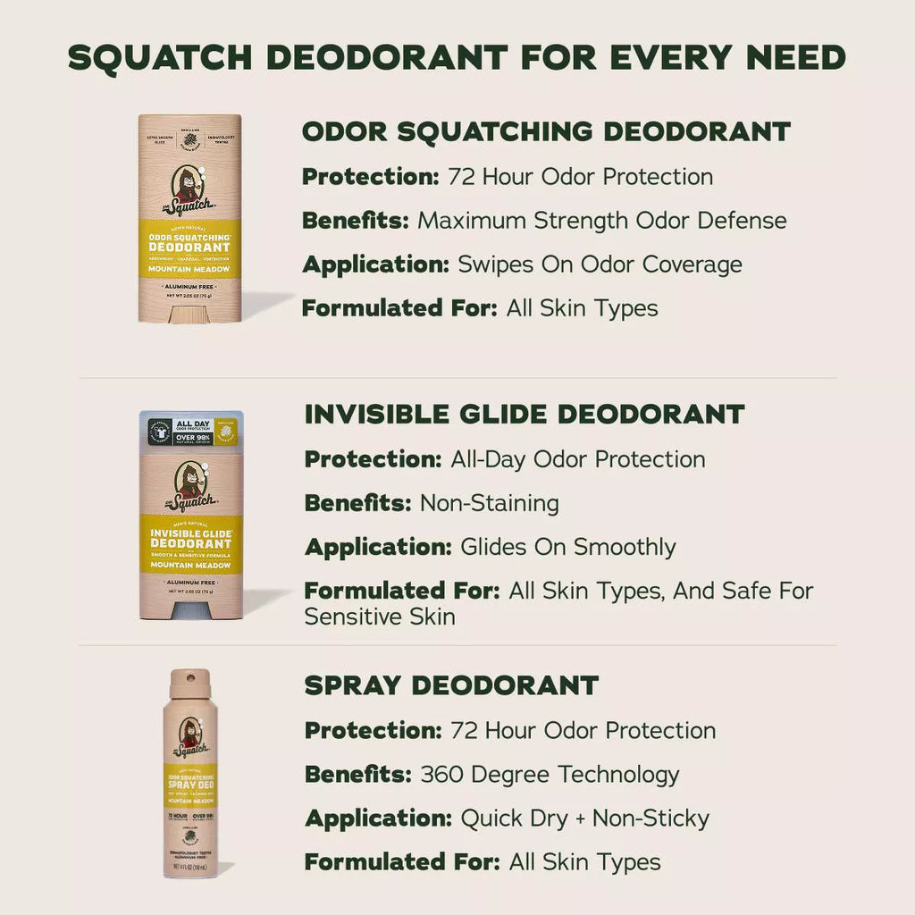 DR. SQUATCH Men'S Invisible Glide Deodorant - Natural Mountain Meadow - 2.65Oz