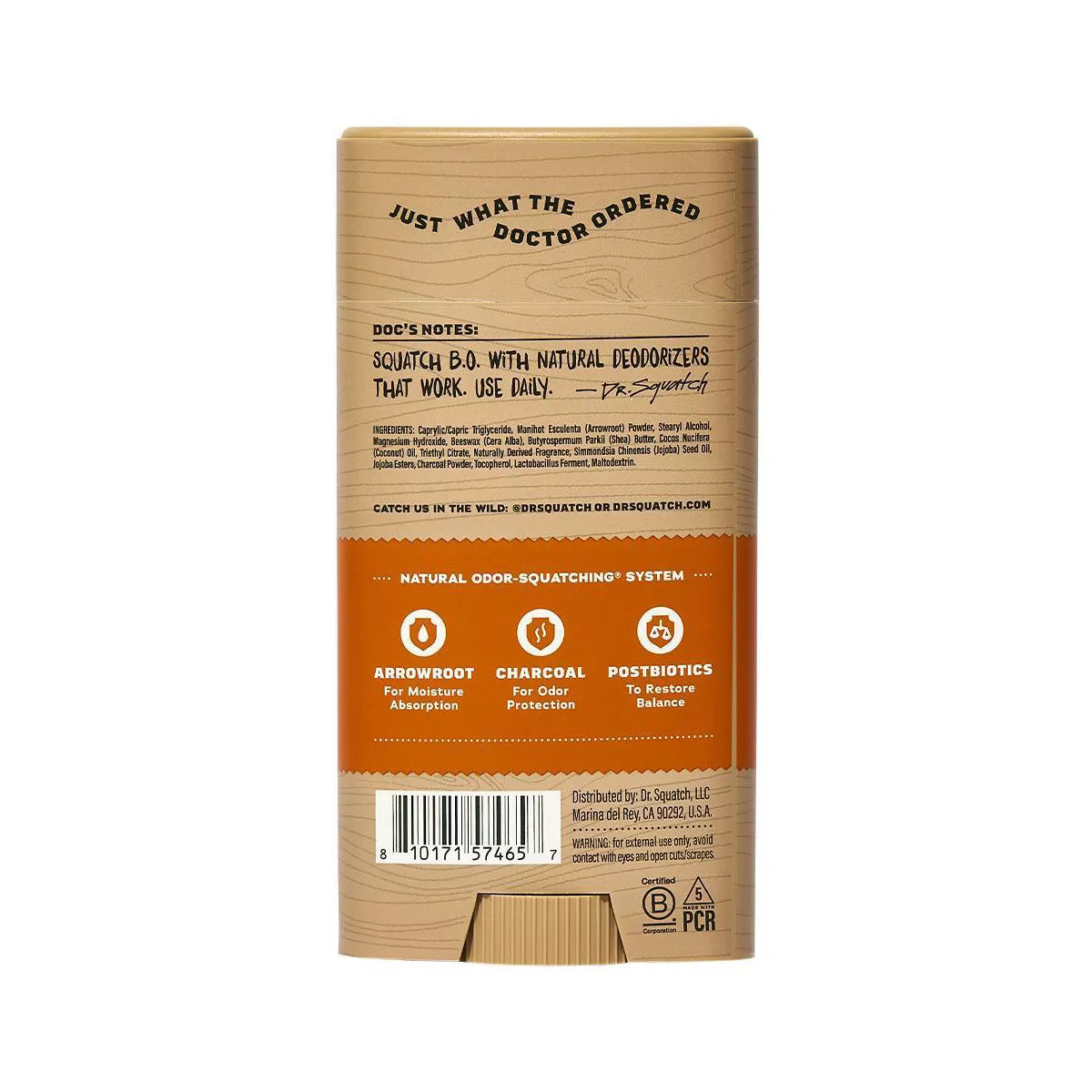 DR. SQUATCH Men'S Wide Stick Deodorant - Lumberjack Lodge - 2.65Oz: under Arm, Fresh, Solid Form