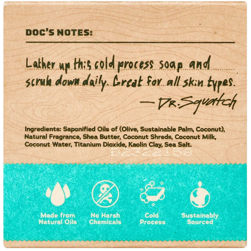 DR. SQUATCH Men'S All Bar Soap - Coconut Castaway - 5Oz: Exfoliating, Basic Cleansing, Normal to Dry Skin, Whole Body Use
