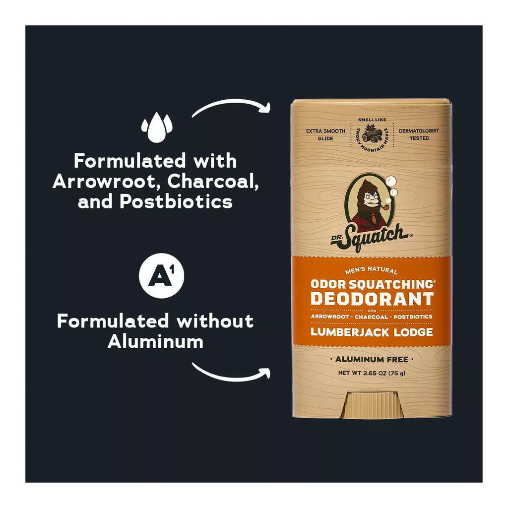 DR. SQUATCH Men'S Wide Stick Deodorant - Lumberjack Lodge - 2.65Oz: under Arm, Fresh, Solid Form