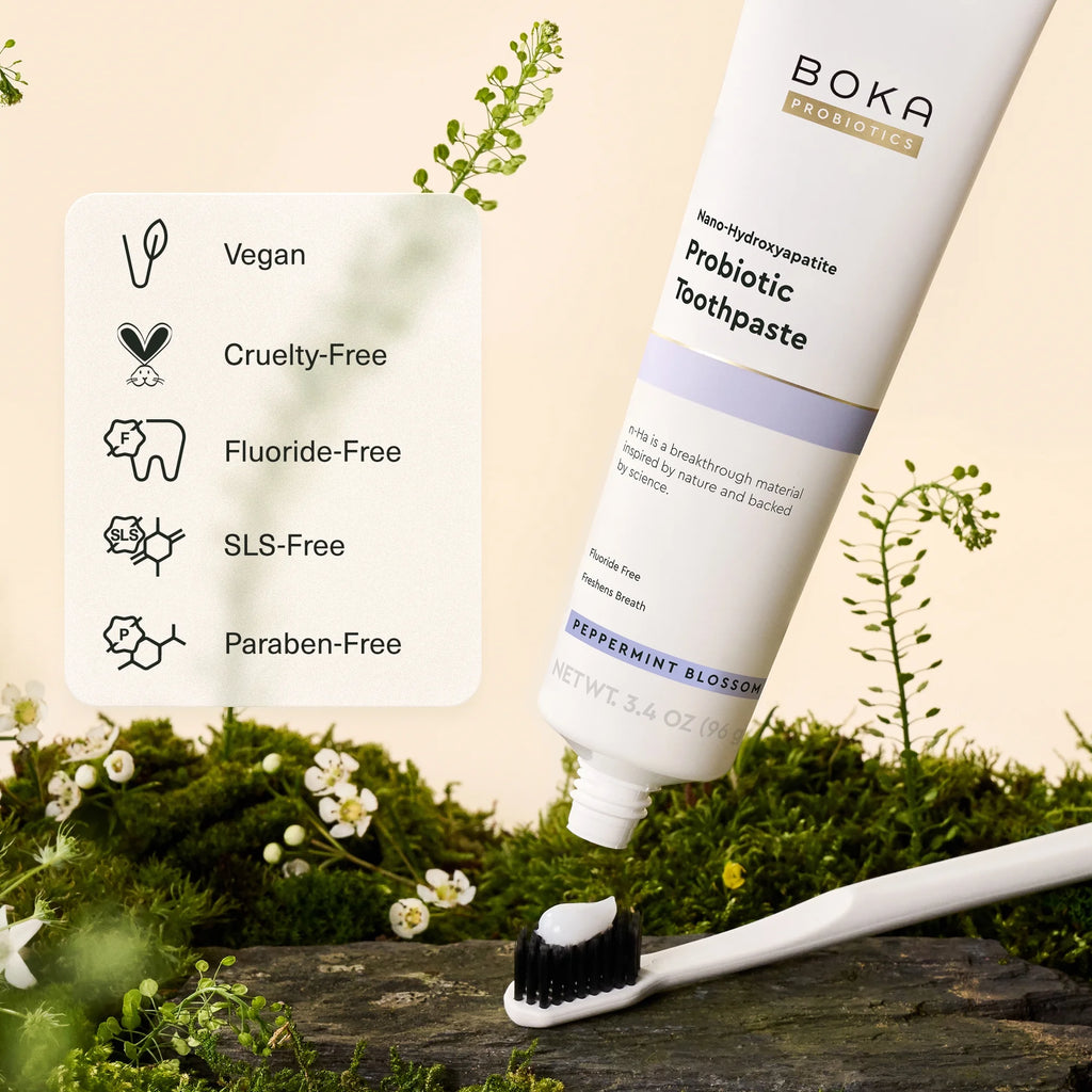 Revitalize Your Smile with Boka Probiotic Toothpaste - Fluoride-Free Nano Hydroxyapatite Formula in Refreshing Peppermint Blossom, 3.4 Oz