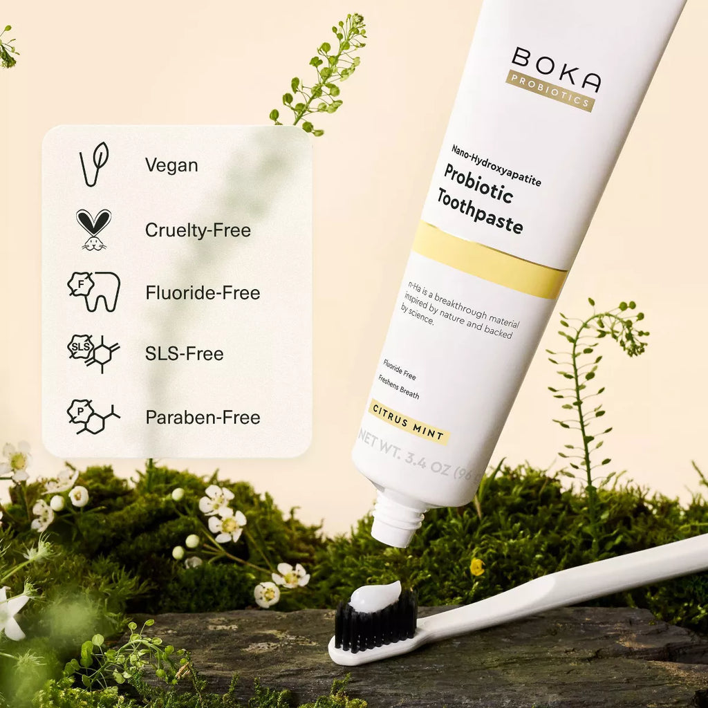 Elevate Your Oral Care with Boka N-Ha Probiotic Toothpaste - Refreshing Citrus Mint - 3.4 Oz Gel