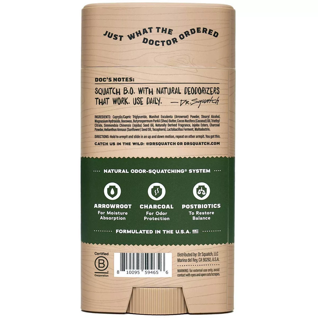 DR. SQUATCH Men'S Solid Deodorant Pine Tar - 2.65Oz: Aluminum-Free, under Arm, Normal Skin Type