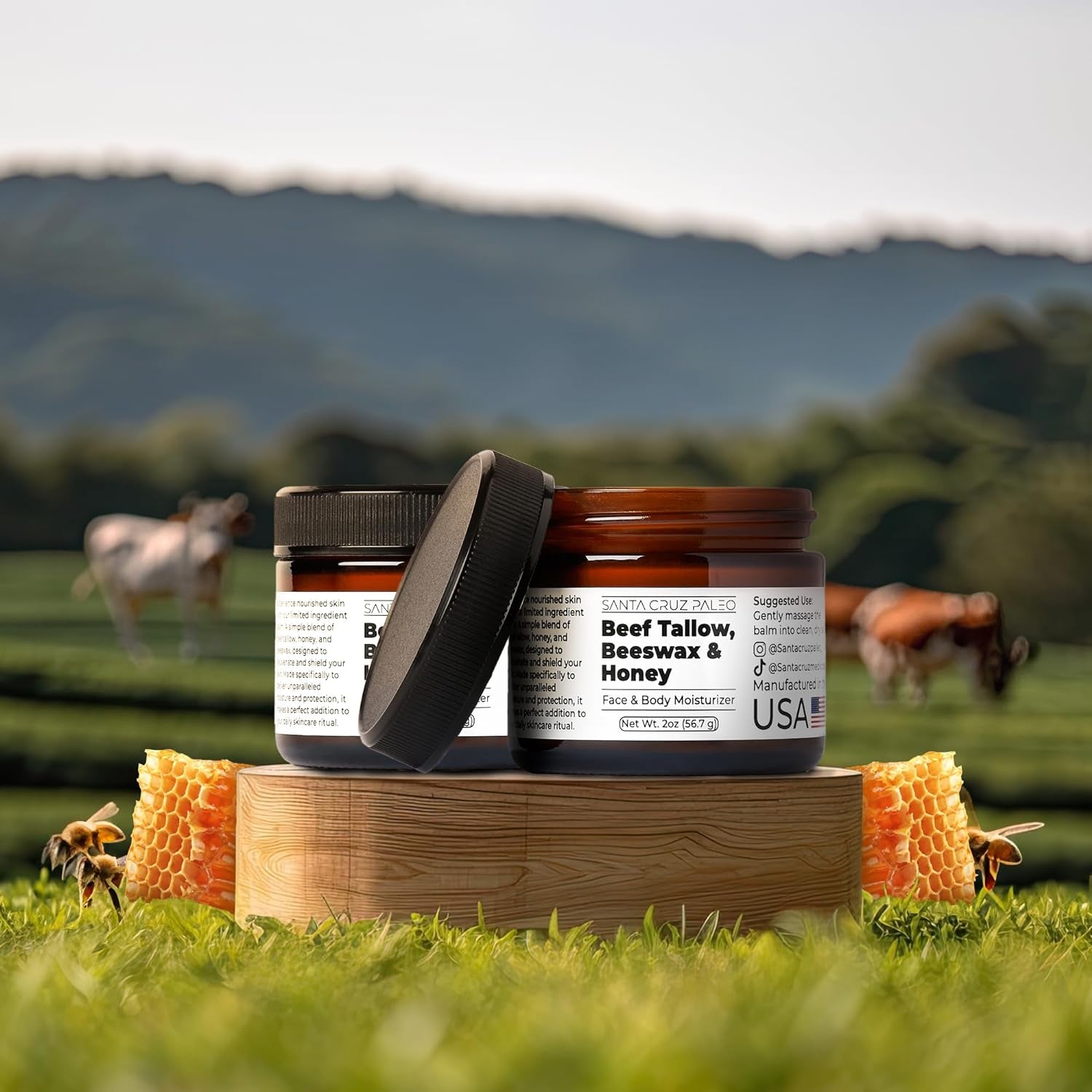 Luxurious Beef Tallow & Honey Balm for Skin - Grass-Fed, Organic Moisturizer for Face & Body