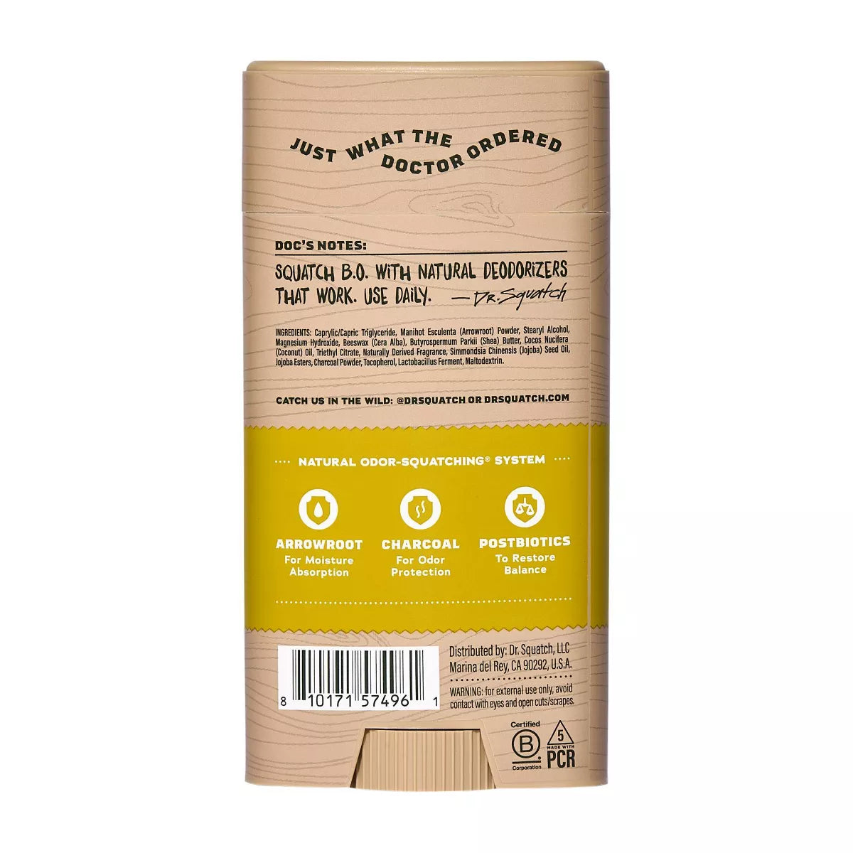 DR. SQUATCH Men'S Wide Stick Deodorant - Natural Mountain Meadow - 2.65Oz