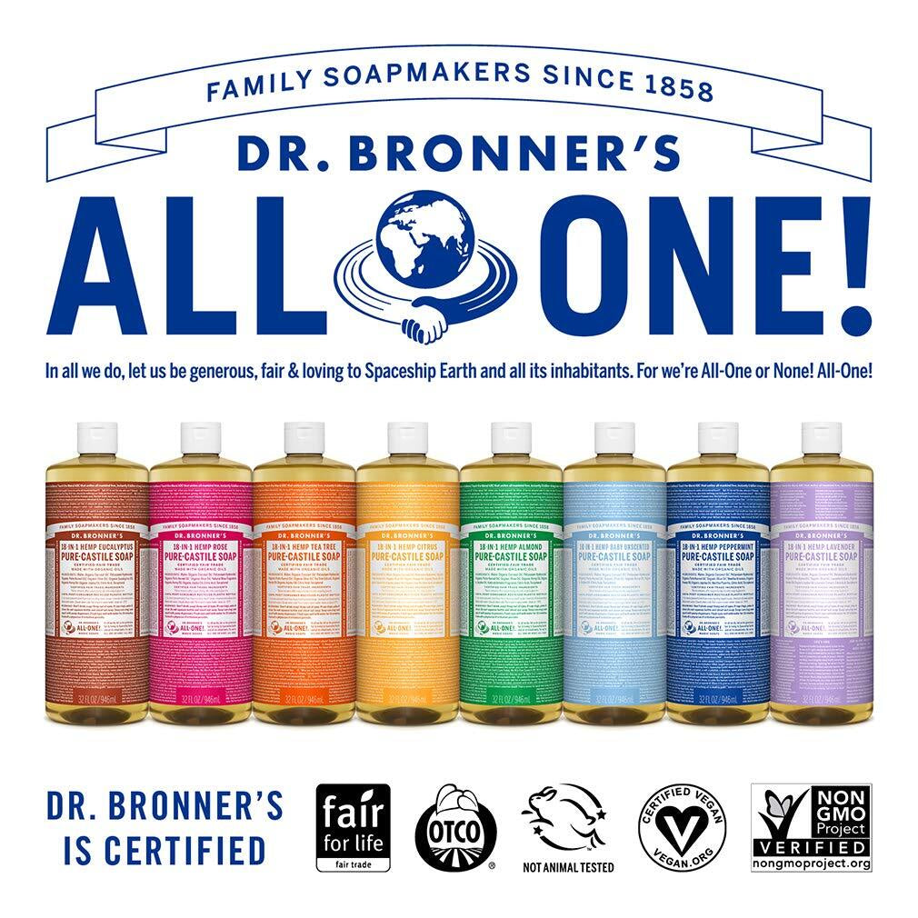 Dr Bronner'S Tea Tree Pure Castile Soap 32Oz Organic Fair Trade Cleaning Agent