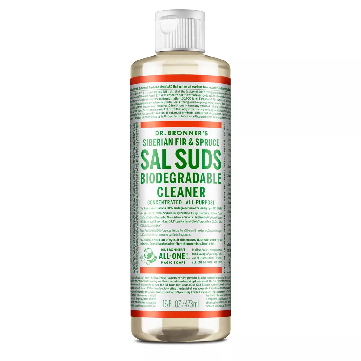 Dr. Bronner'S Siberian Fir & Spruce Sal Suds Biodegradable Cleaner - 16 Fl Oz
