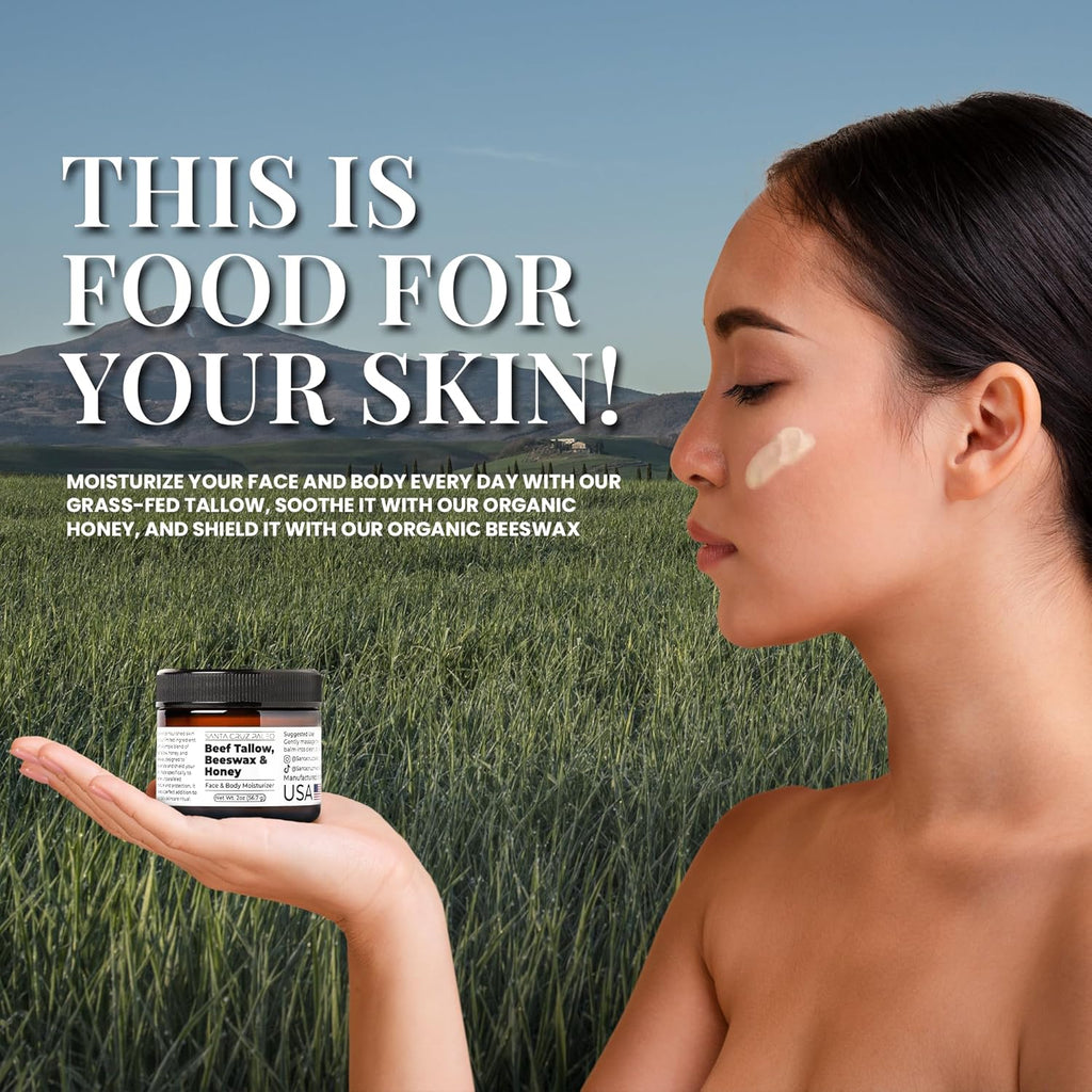 Luxurious Beef Tallow & Honey Balm for Skin - Grass-Fed, Organic Moisturizer for Face & Body