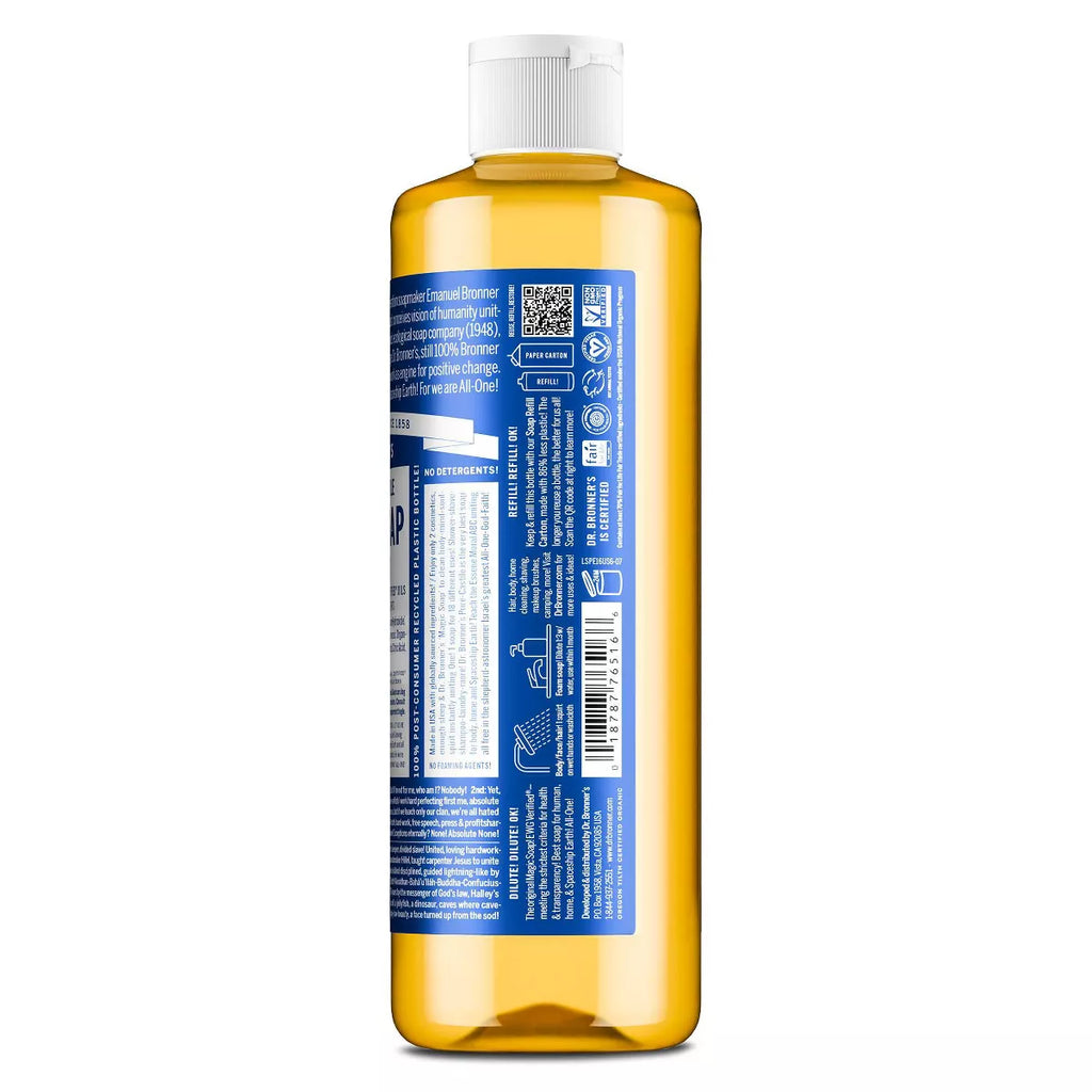 Dr. Bronner'S Magic Pure Castile Liquid Soap Bodywash - Peppermint - 16 Fl Oz: Vegan, Paraben-Free, Whole Body, Normal Skin