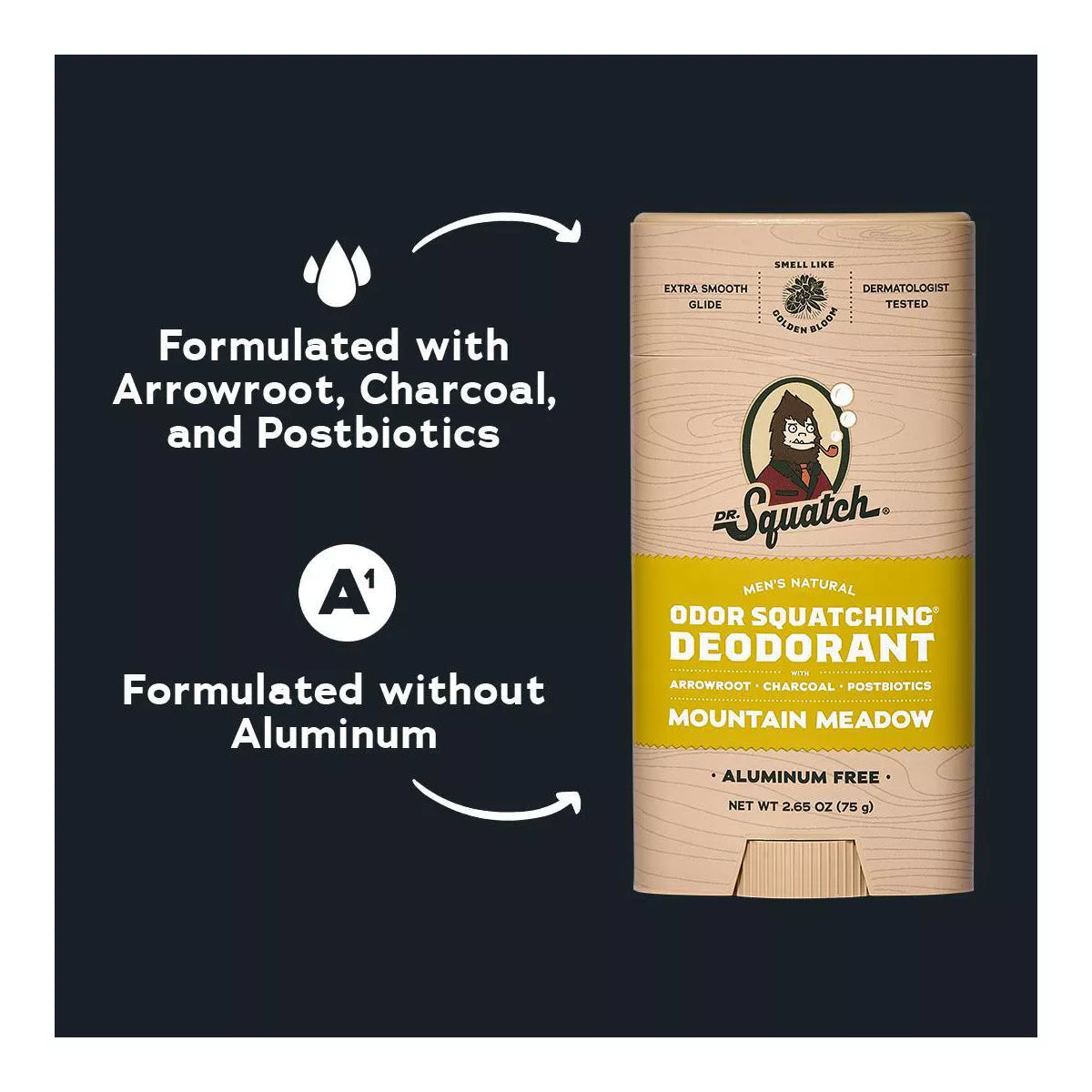 DR. SQUATCH Men'S Wide Stick Deodorant - Natural Mountain Meadow - 2.65Oz