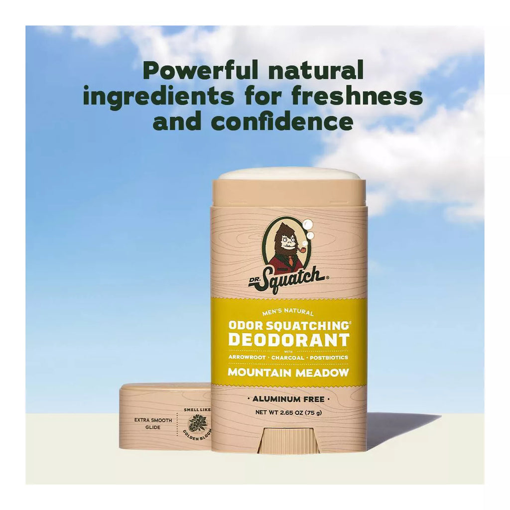 DR. SQUATCH Men'S Wide Stick Deodorant - Natural Mountain Meadow - 2.65Oz