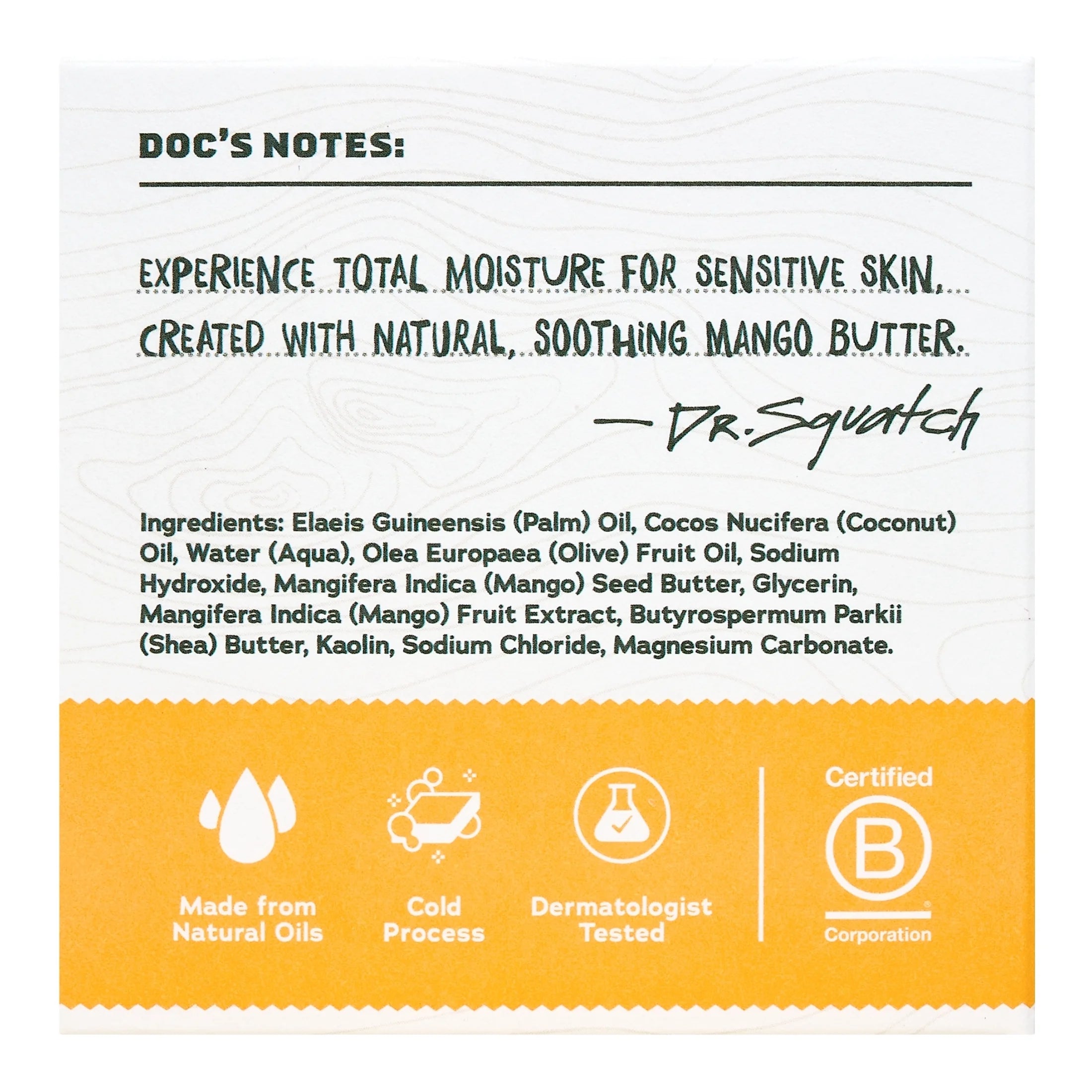 Mango Butter Total Moisture Natural Bar Soap for Men, 5 Oz