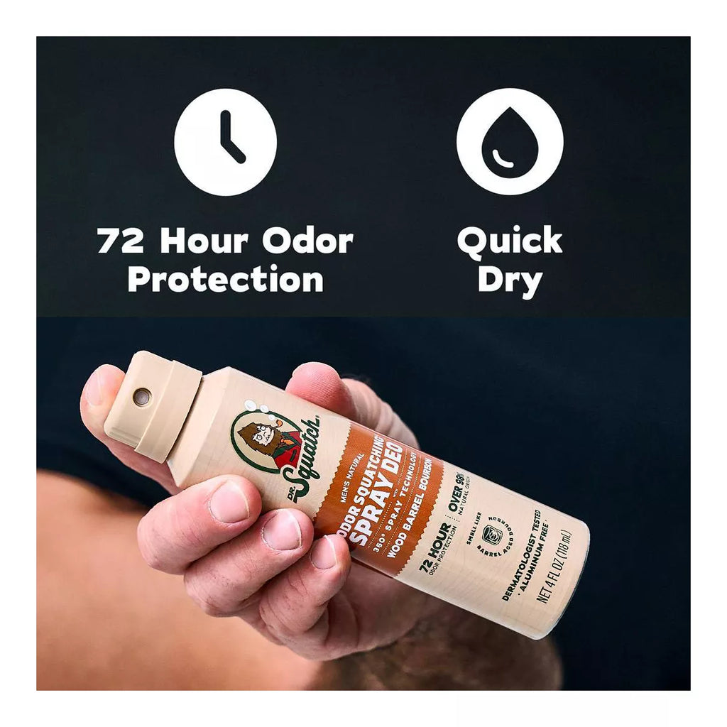 DR. SQUATCH Men'S Deodorant Spray - Natural Wood Barrel Bourbon - 4Oz