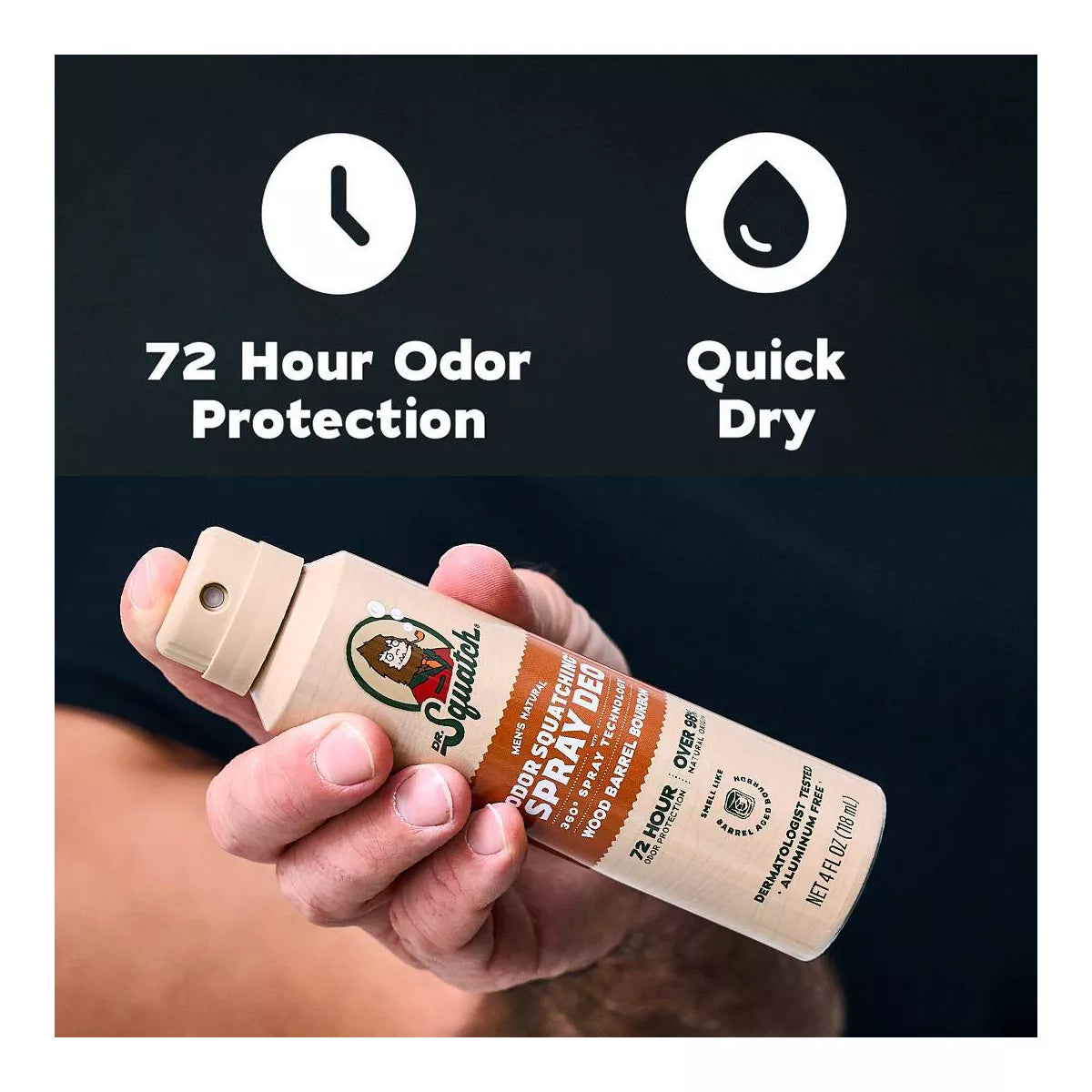 DR. SQUATCH Men'S Deodorant Spray - Natural Wood Barrel Bourbon - 4Oz