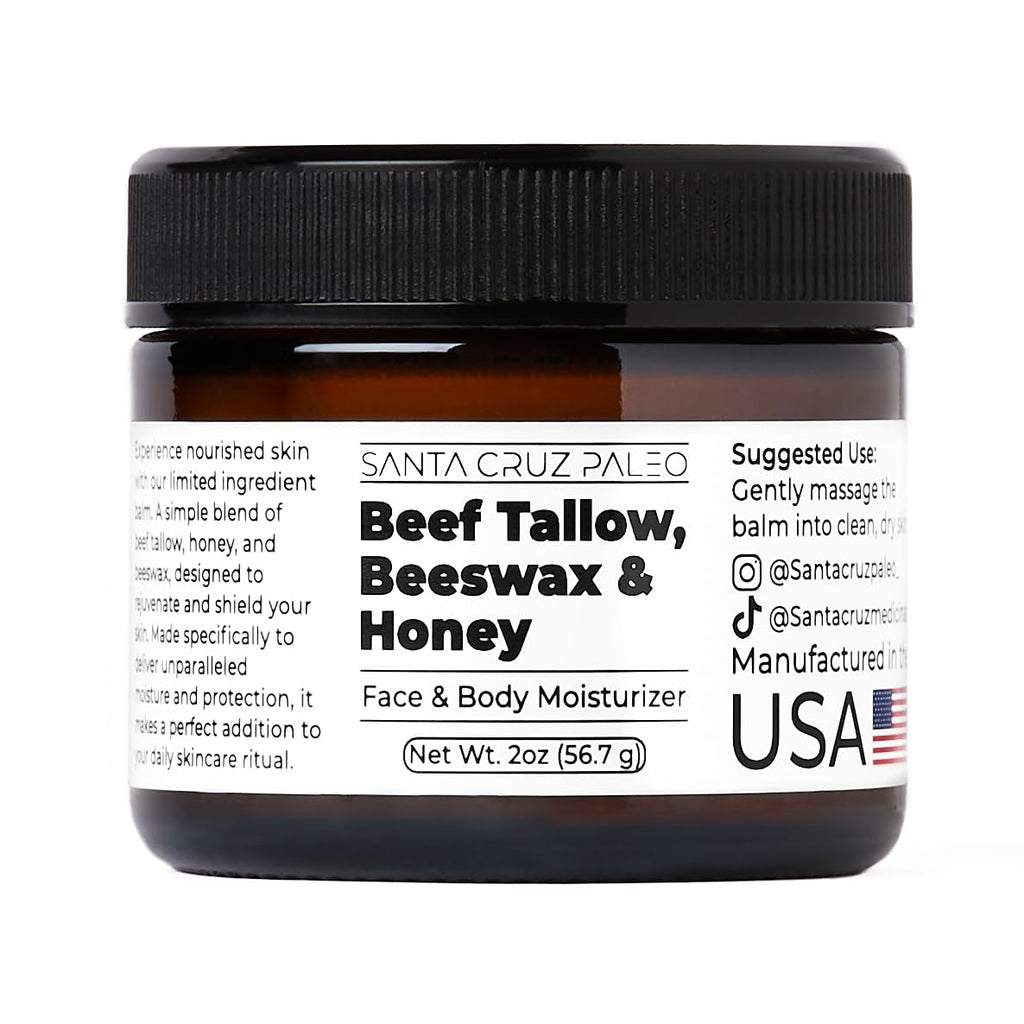 Luxurious Beef Tallow & Honey Balm for Skin - Grass-Fed, Organic Moisturizer for Face & Body